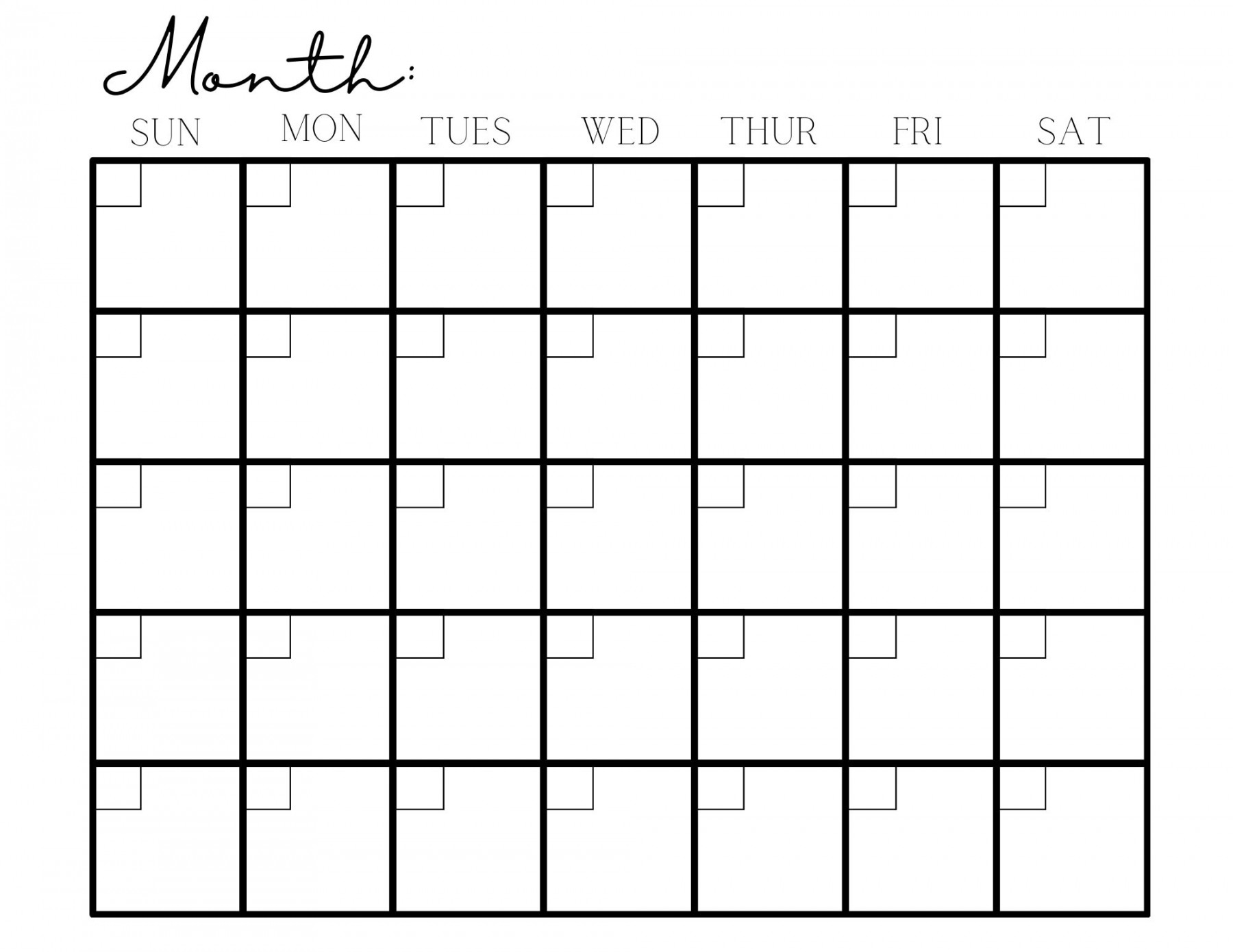 Printable Calendar x blank Calendar - Etsy