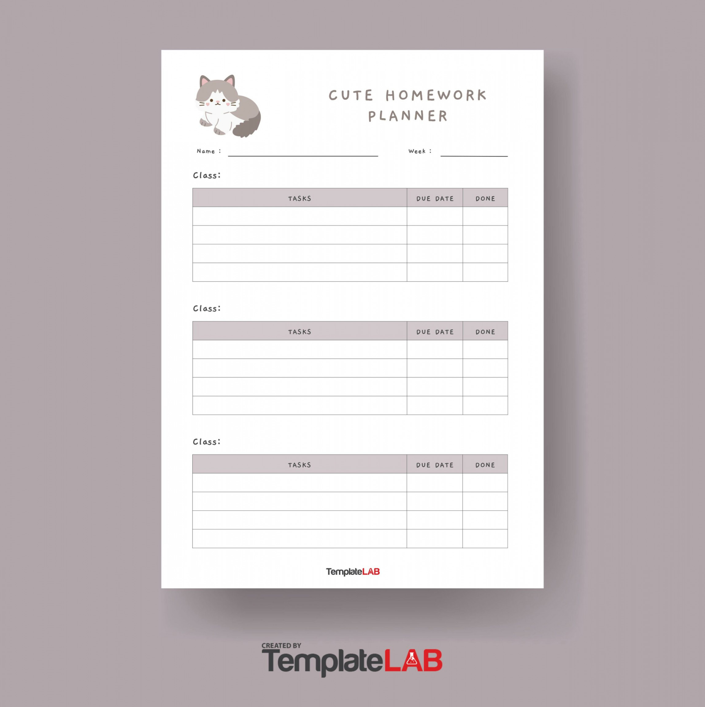 Printable Homework Planners (PDF, Word, Excel) ᐅ TemplateLab