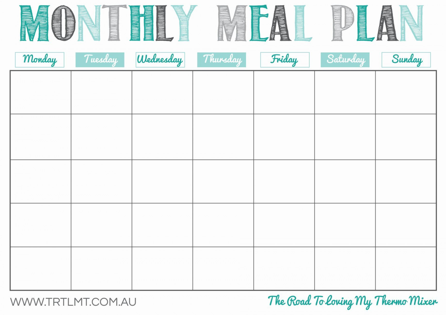 Printable Monthly Meal Planner  Meal planning printable templates