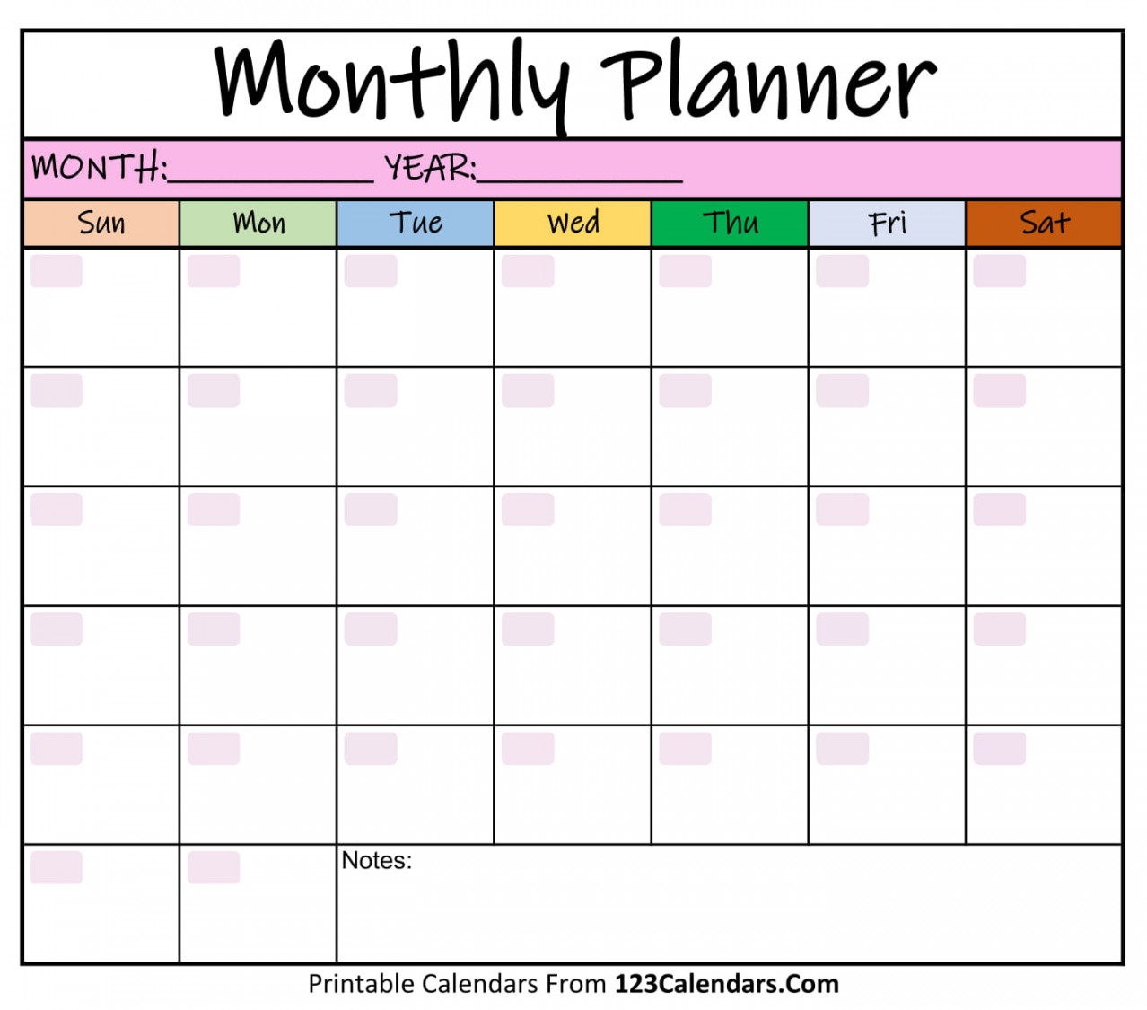 Printable Monthly Planner Templates  Calendars