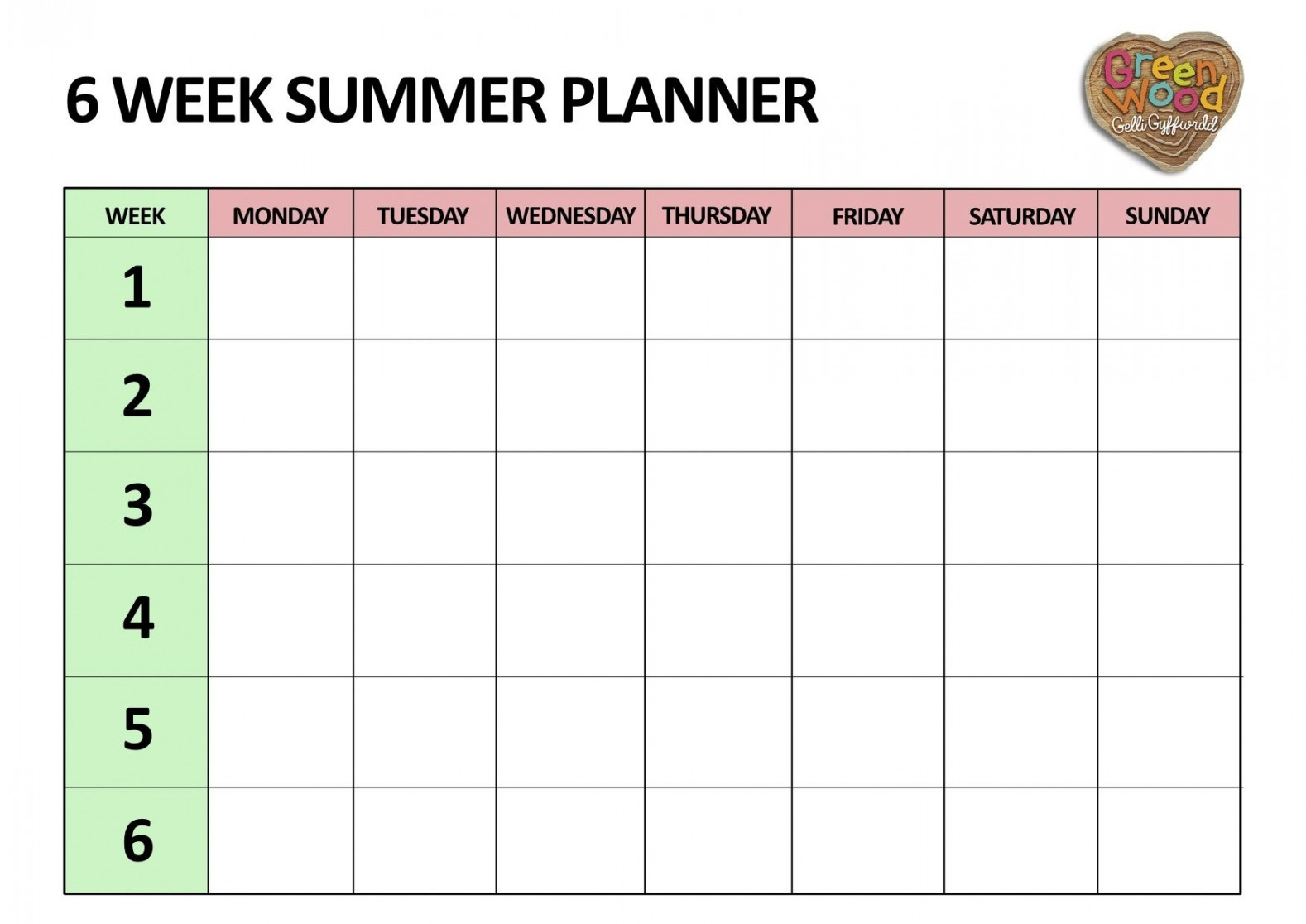 Printable  Week Schedule  Summer planner, Free calendar template