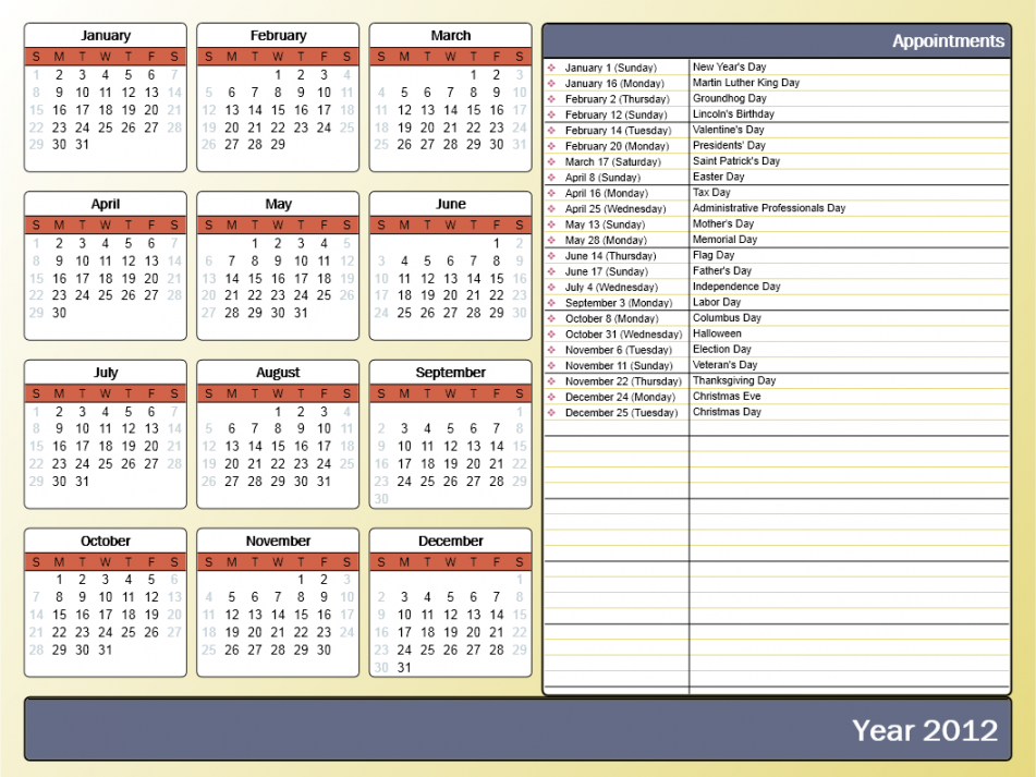 Printing a yearly calendar with Holidays and Birthdays - HowTo-Outlook