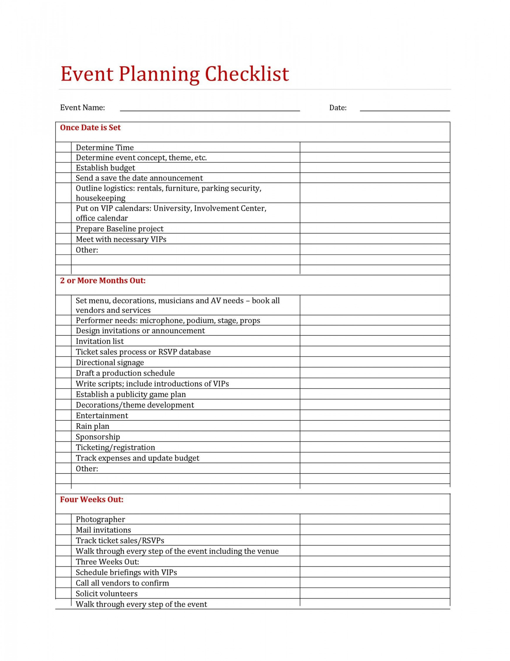 Professional Event Planning Checklist Templates ᐅ TemplateLab