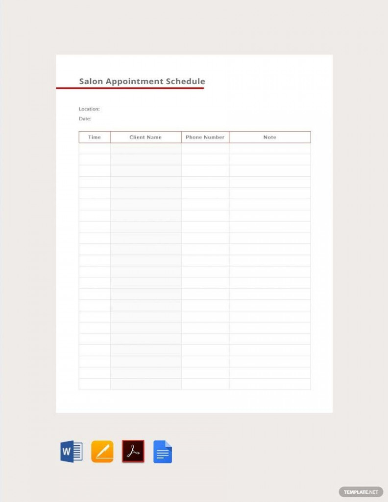 Salon Appointment Schedule Template - Download in Word, Google