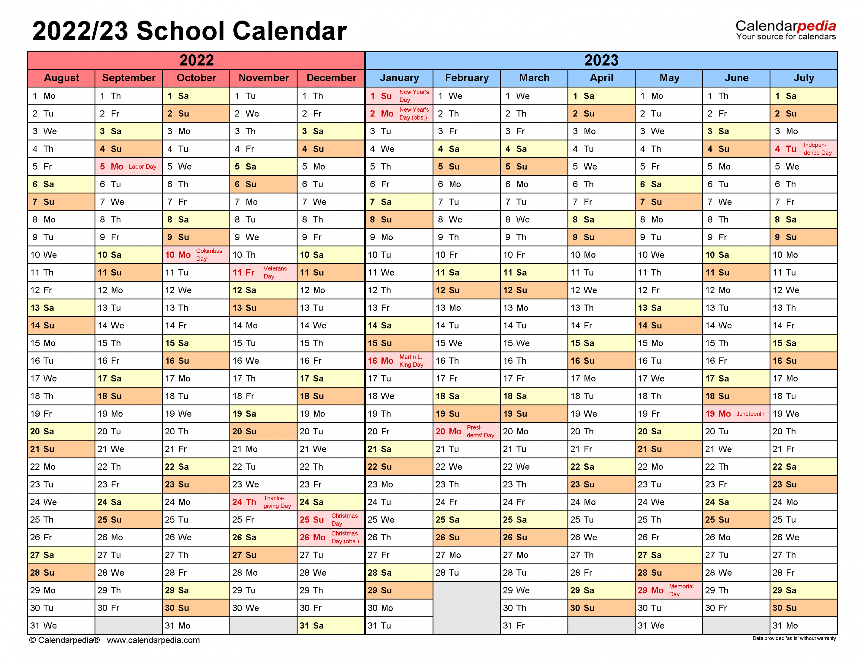 School Calendars / - Free Printable Excel templates