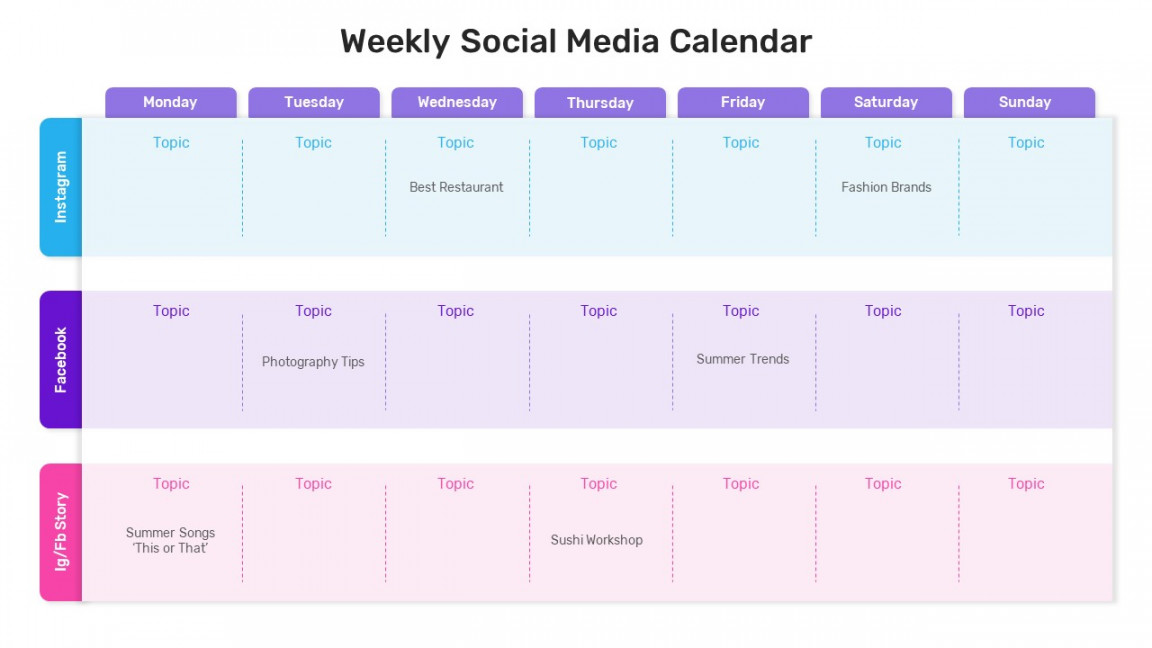 Social Media Calendar Template - SlideBazaar