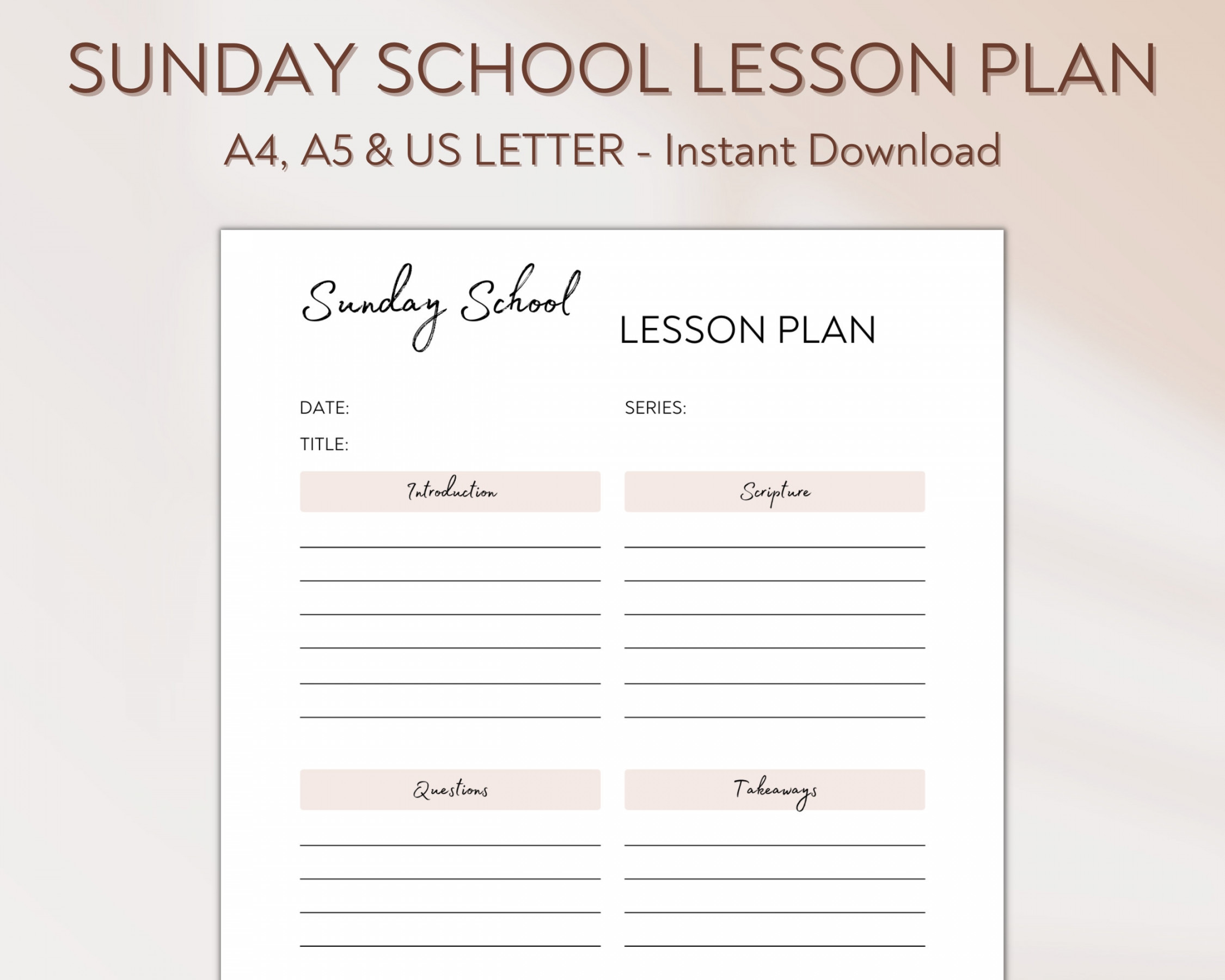 Sunday School Lesson Plan Printable Sunday School Teacher - Etsy