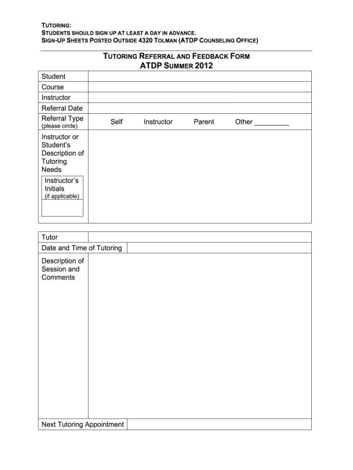 Tutoring Feedback Form - Fill Online, Printable, Fillable, Blank