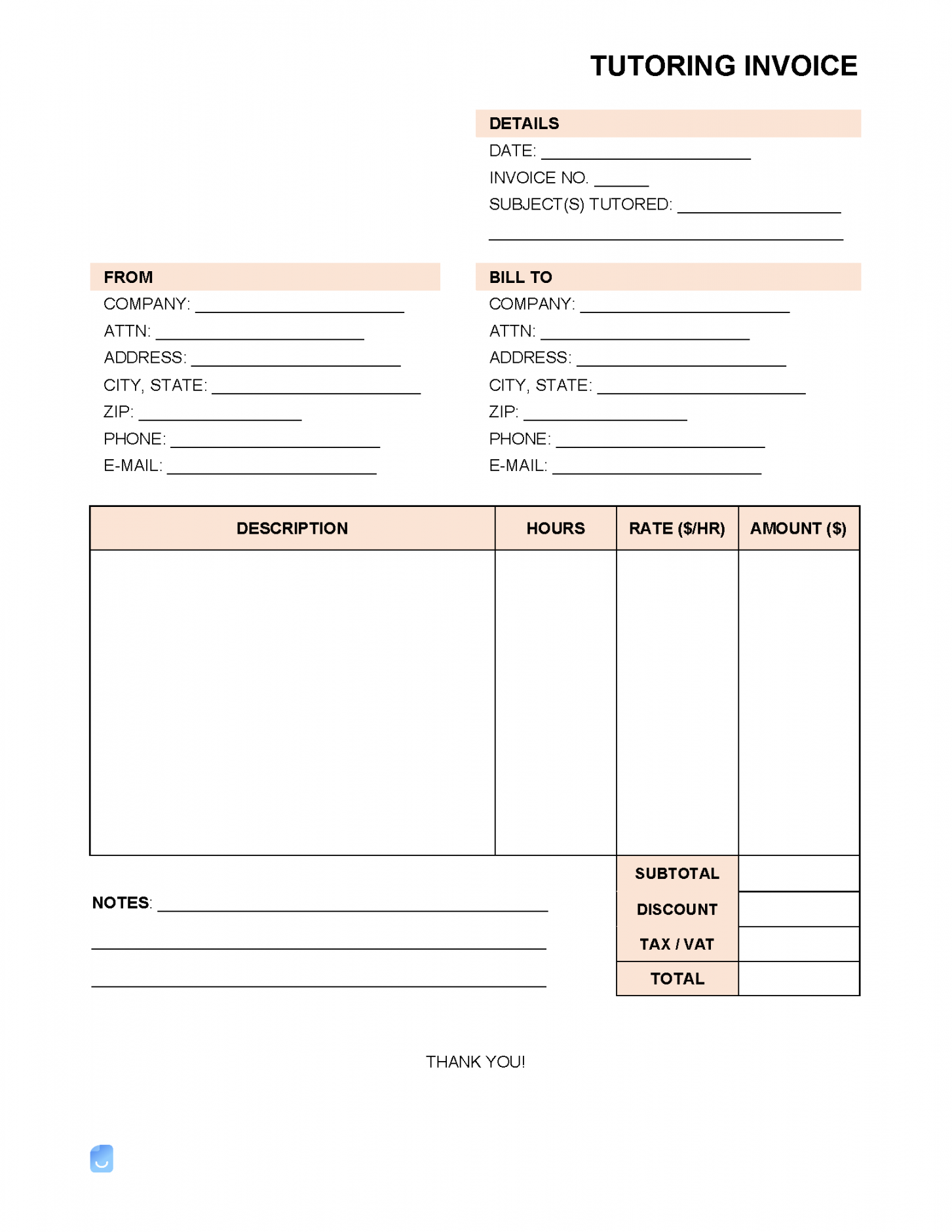 Tutoring Invoice Template  Invoice Maker