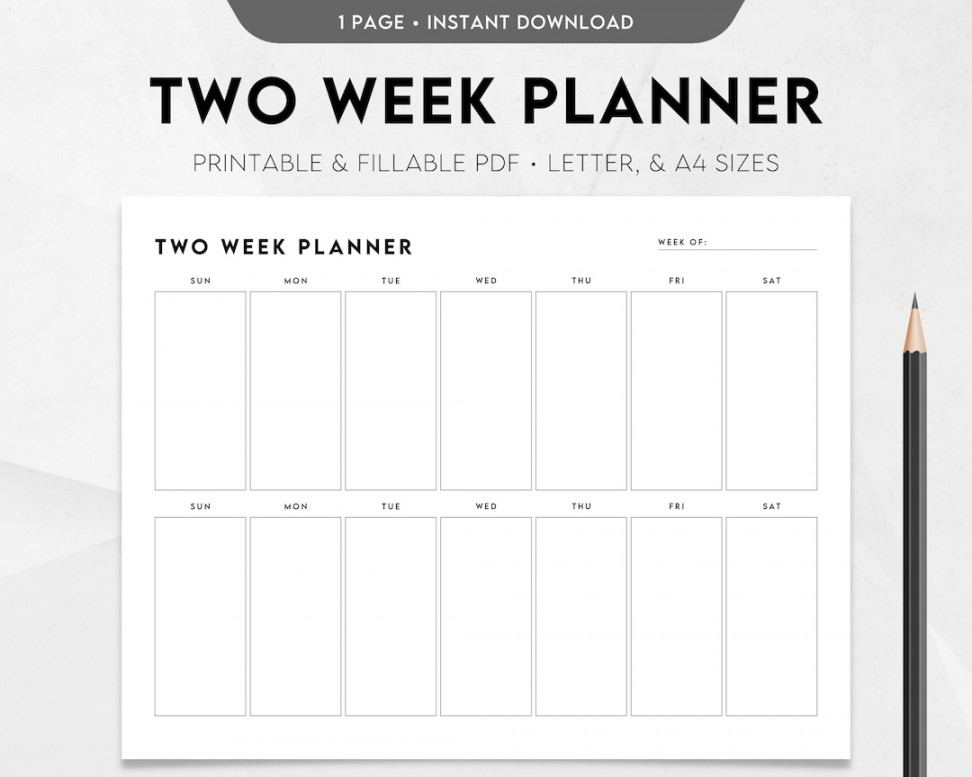 Two Week Planner Printable Weekly Calendar Weekly Schedule - Etsy