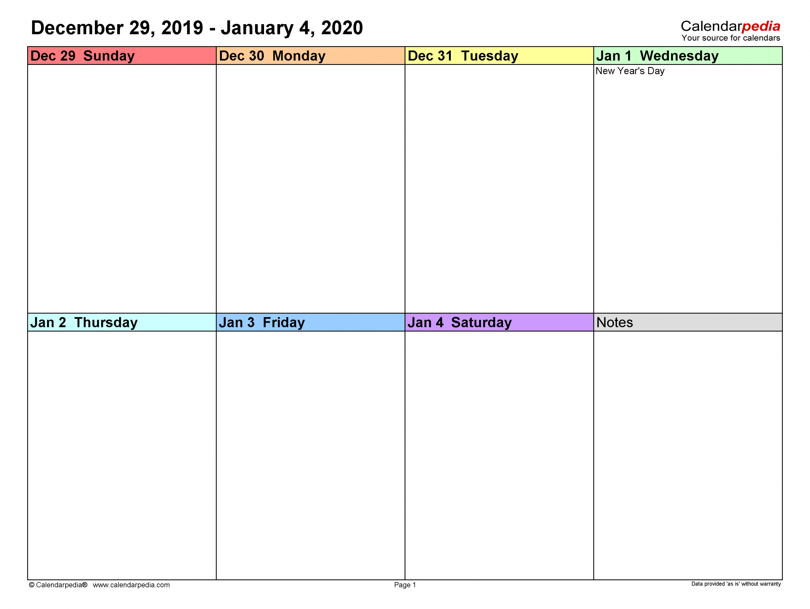 Weekly Calendars  for Word -  free printable templates