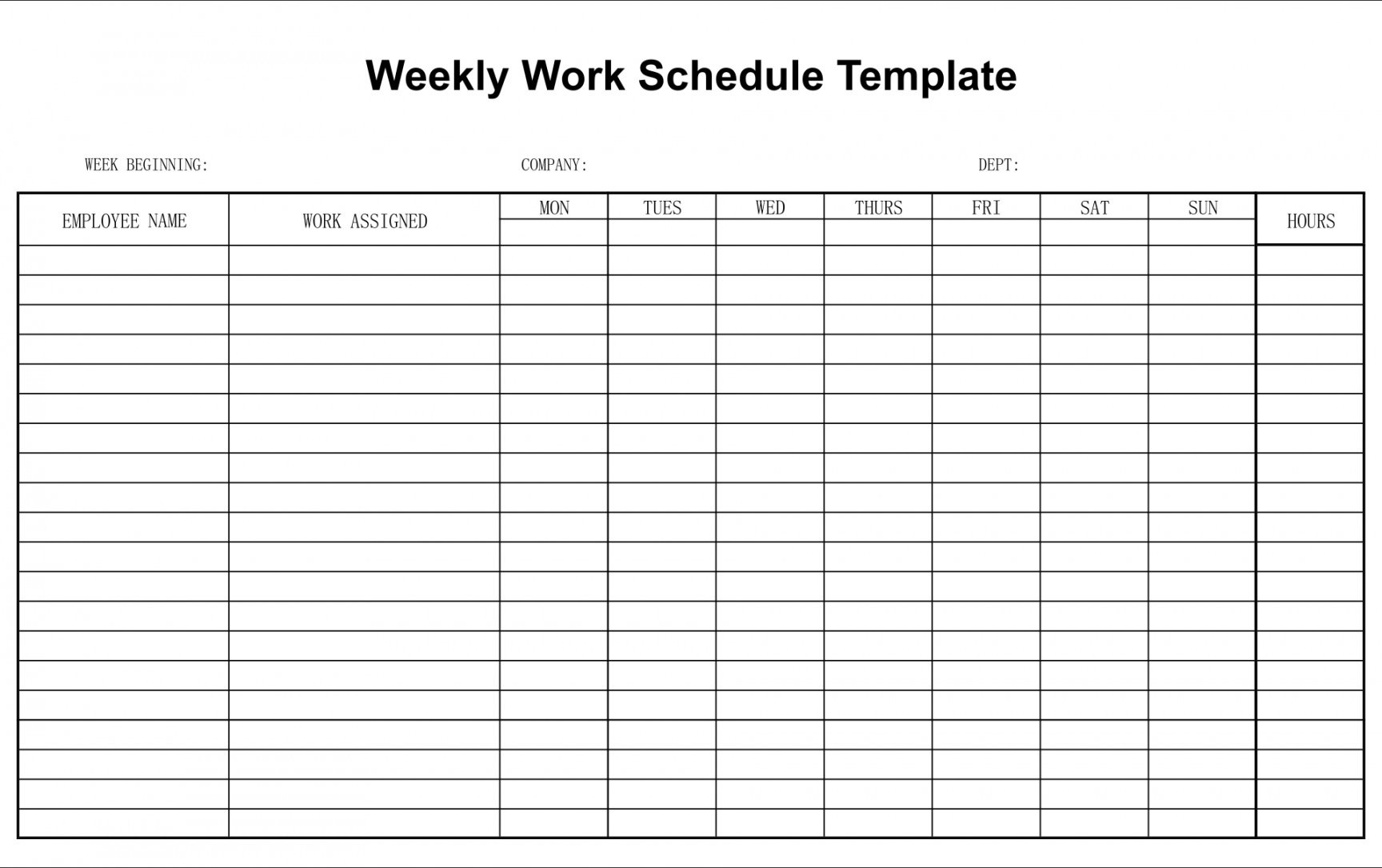 Work Schedule Template Free Printable - Printable Templates Free