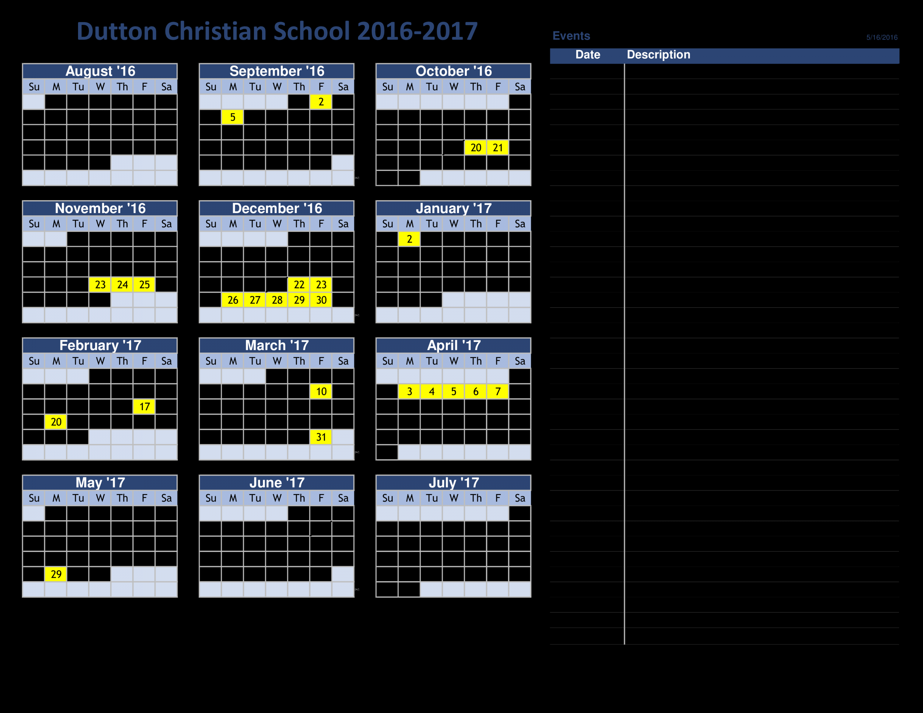 Yearly Event Calendar - How to create a Yearly Event Calendar