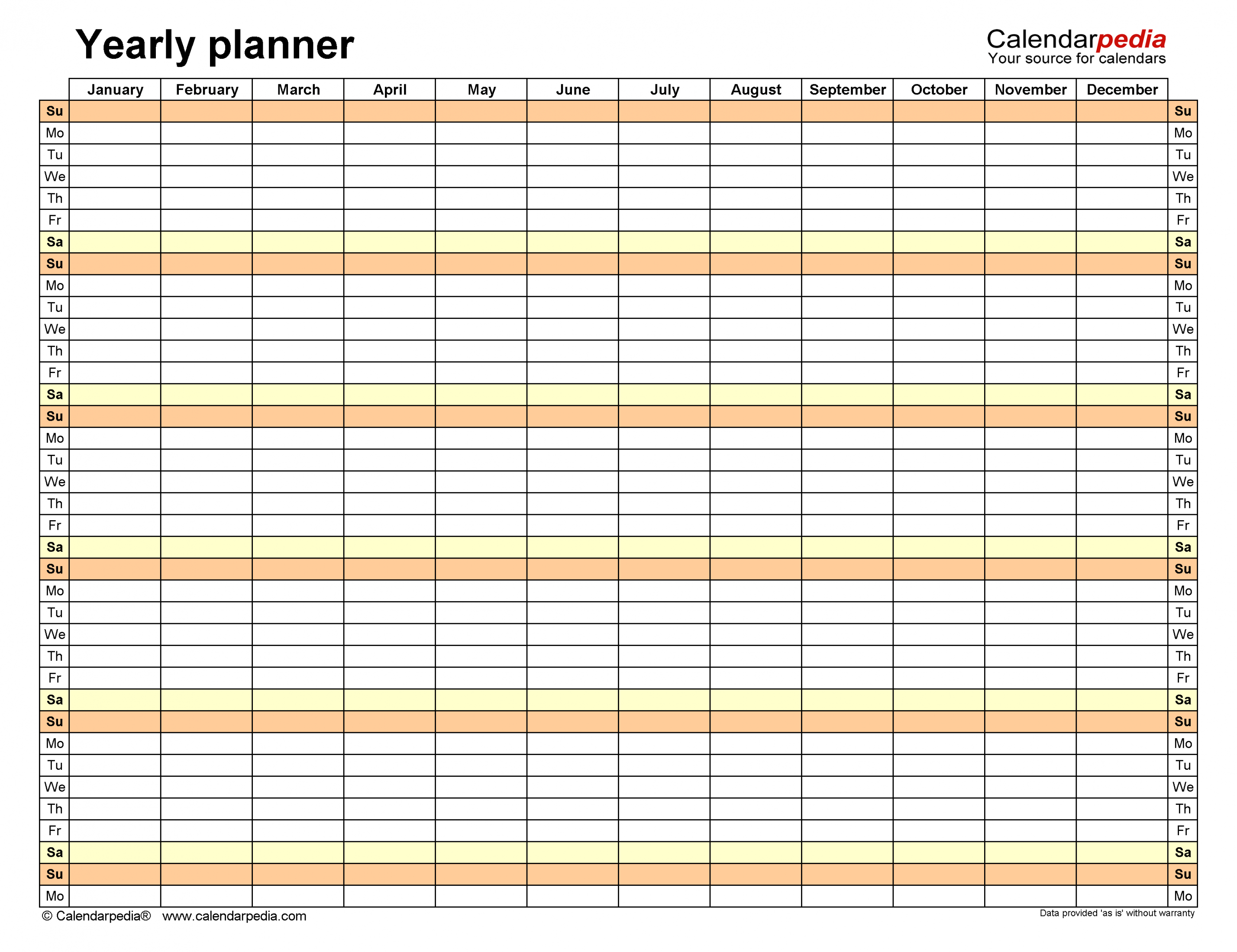 Yearly Planners in Microsoft Excel Format -  Templates