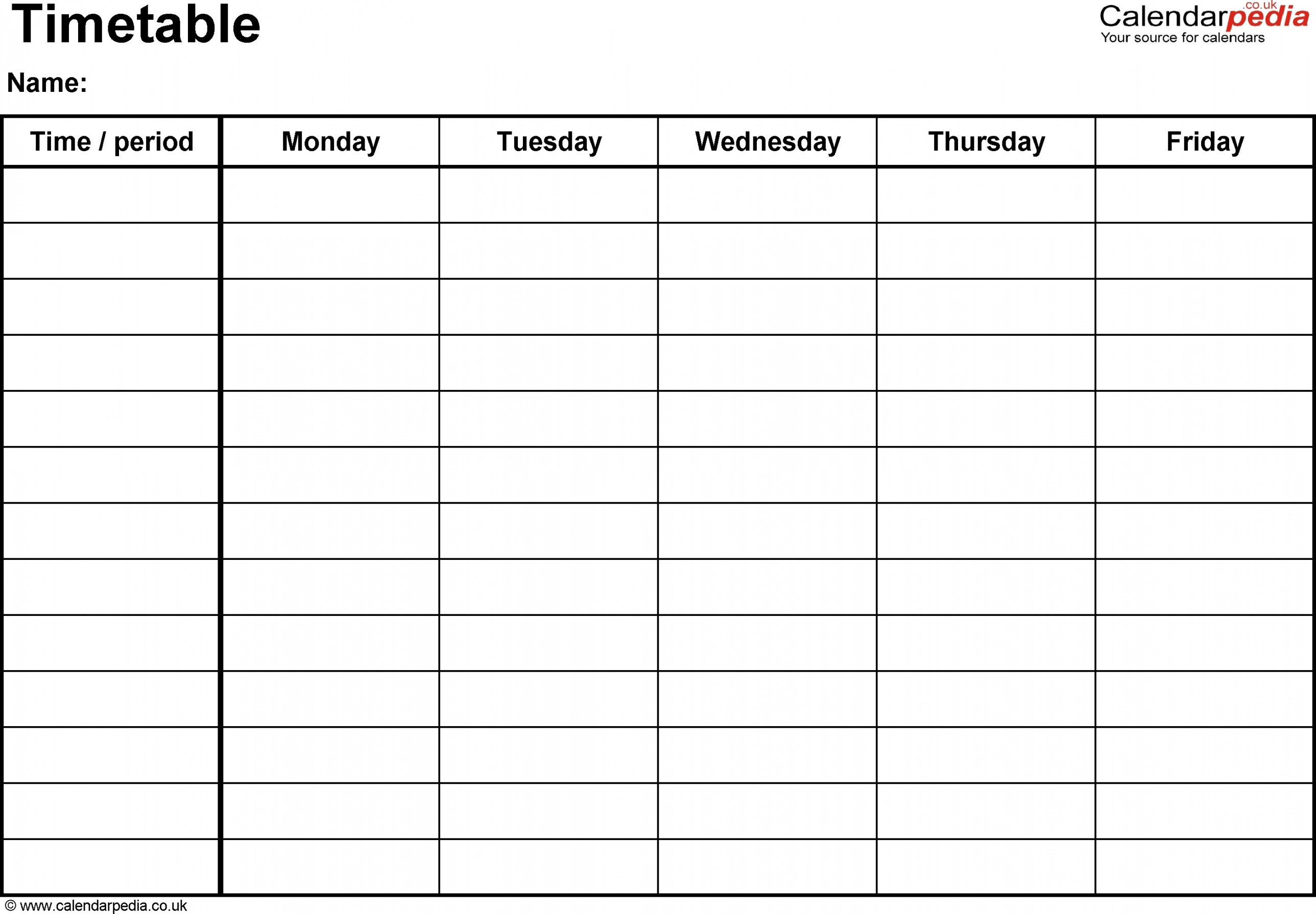 Blank  Day School Timetable Take  School Day Calendar Blank