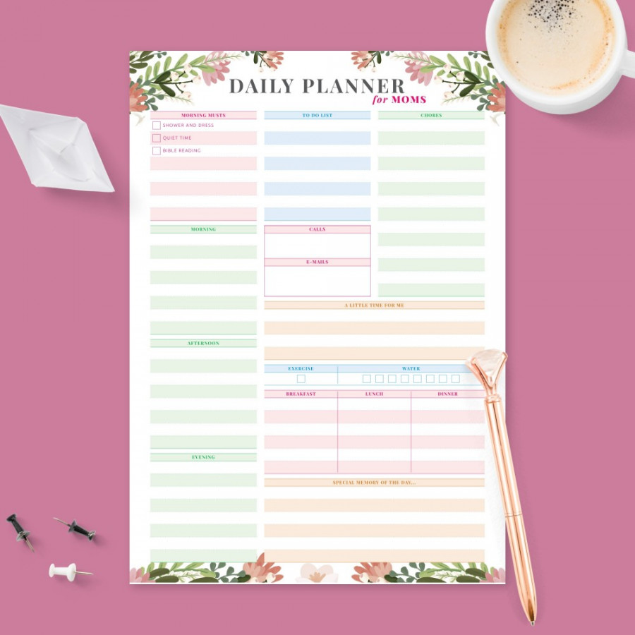 Daily Planner for Busy Moms Template - Printable PDF