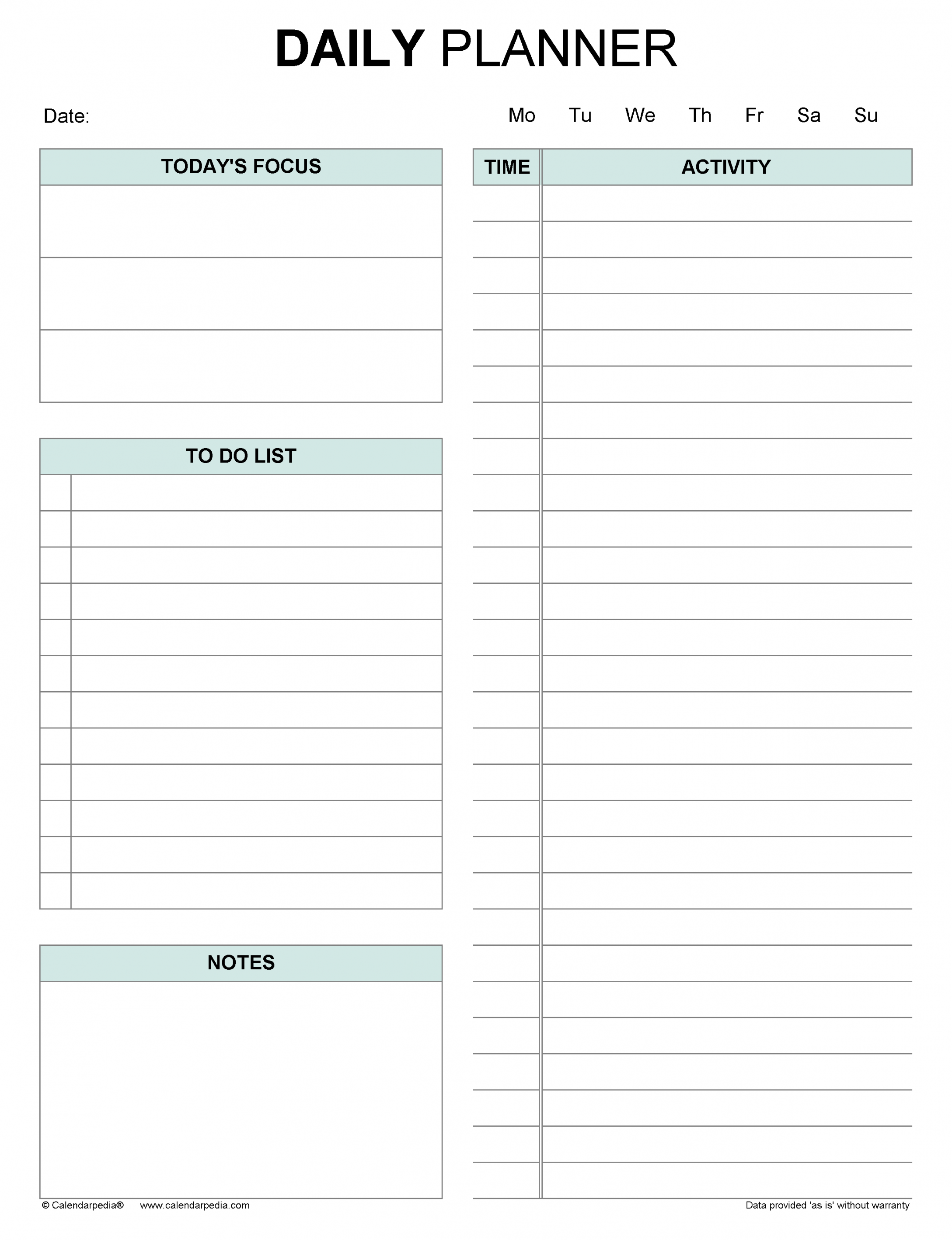 Daily Planners in Microsoft Excel Format - + Templates