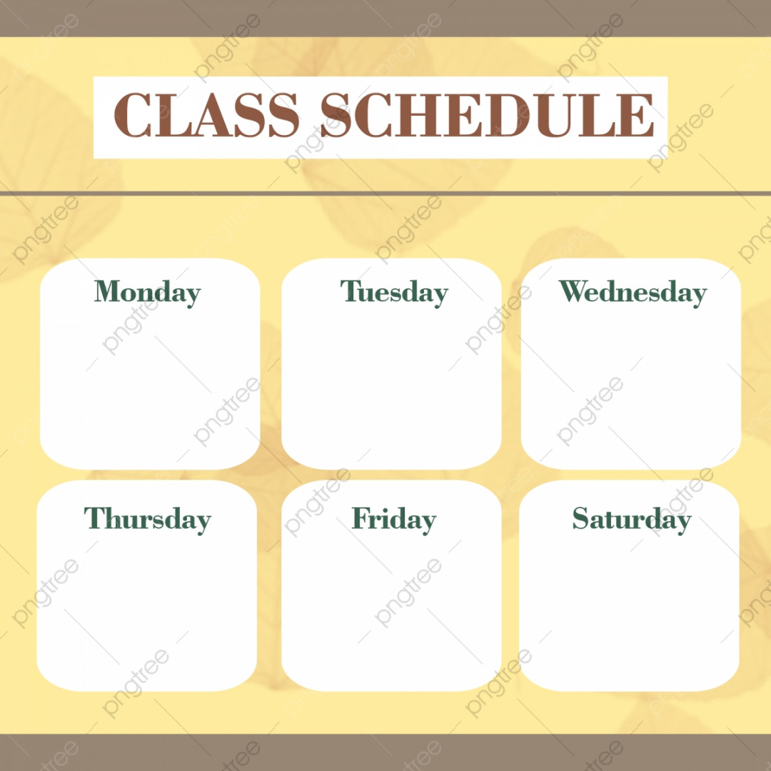 Editable Class Schedule Template With Yellow Color Theme And