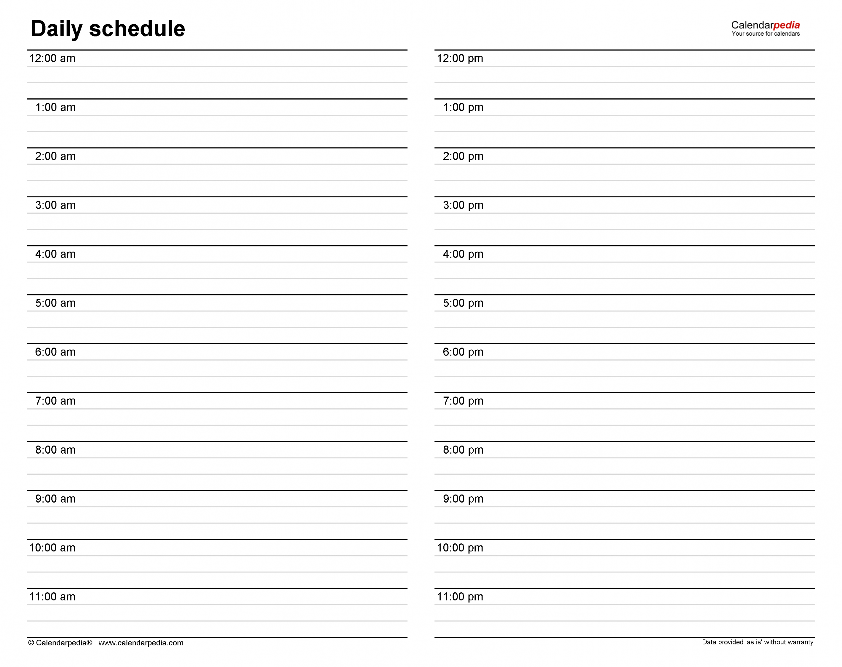 Free Daily Schedules for Excel - + Templates