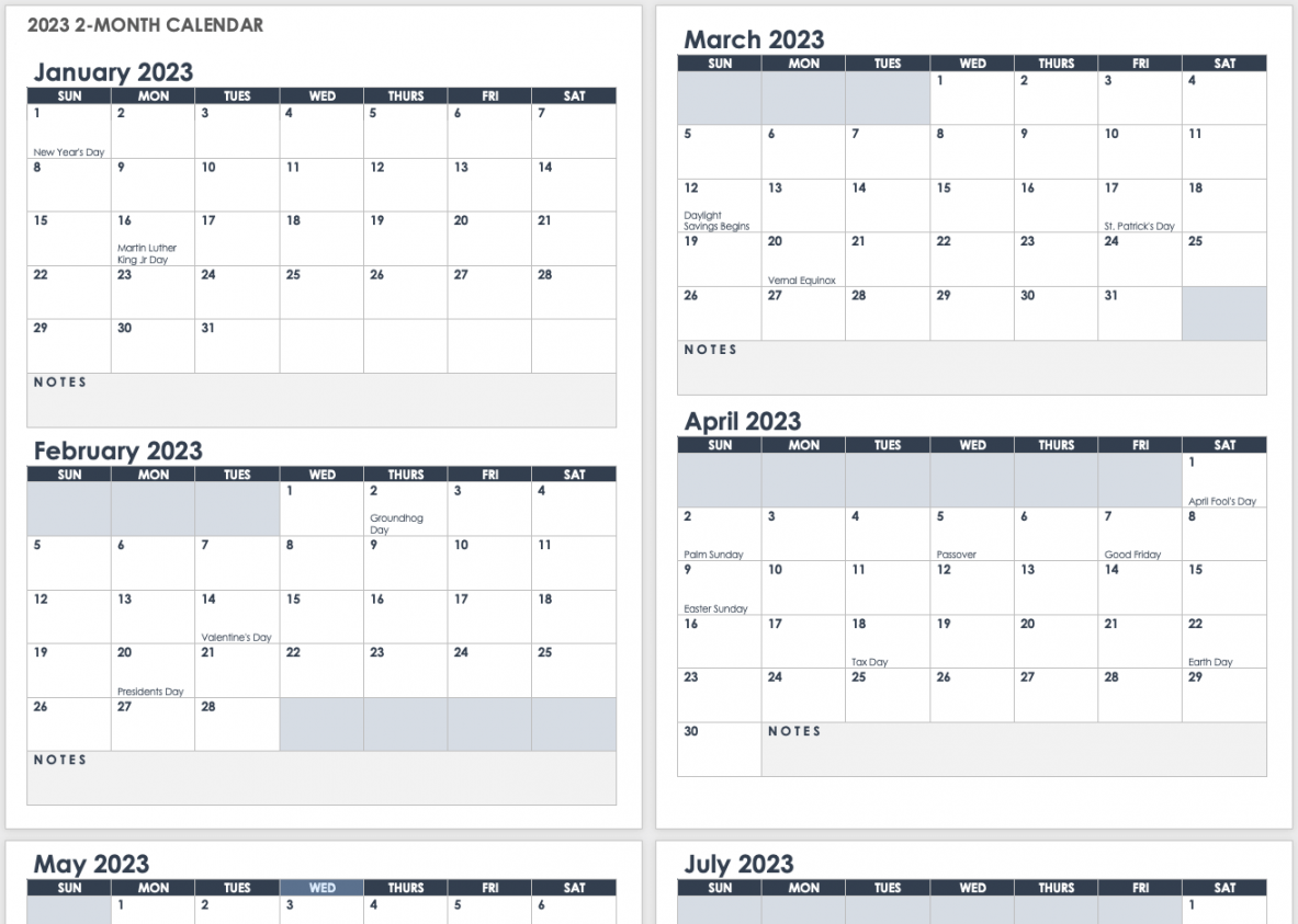 Free  Monthly Calendar Templates  Smartsheet