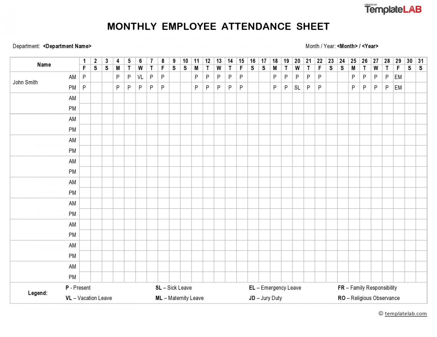 Free Printable Attendance Sheet Templates [Word/Excel]