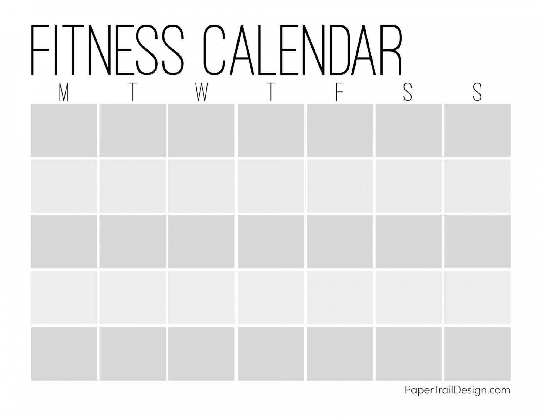 Free Printable Workout Calendar Template - Paper Trail Design