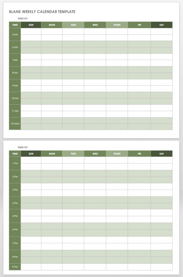 Free Weekly Calendar Templates  Smartsheet