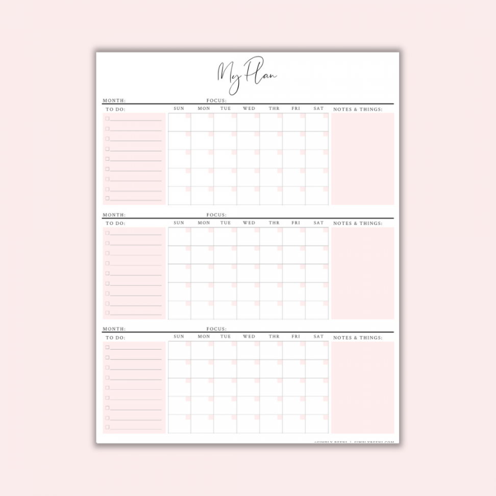 Month Calendar- Printable