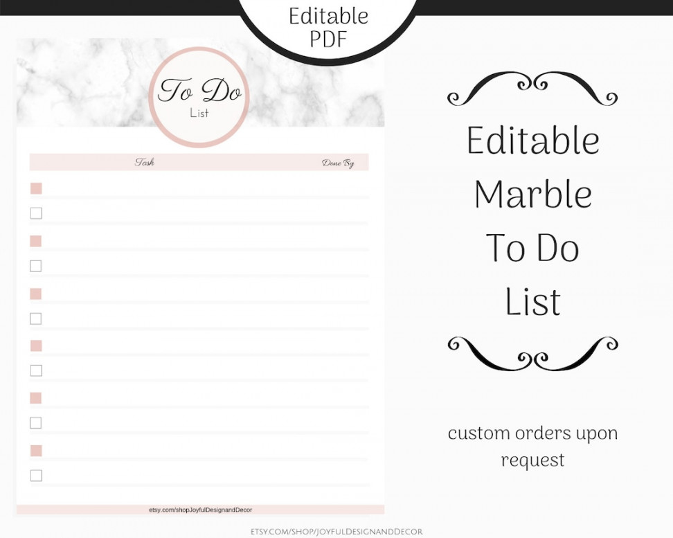 Pink Marble to Do List Blank Editable To-do List Digital - Etsy