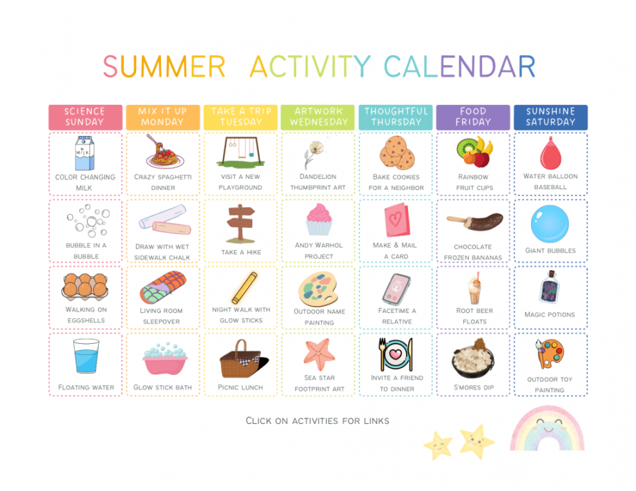 Summer activities for kids: Printable calendar — The Organized Mom