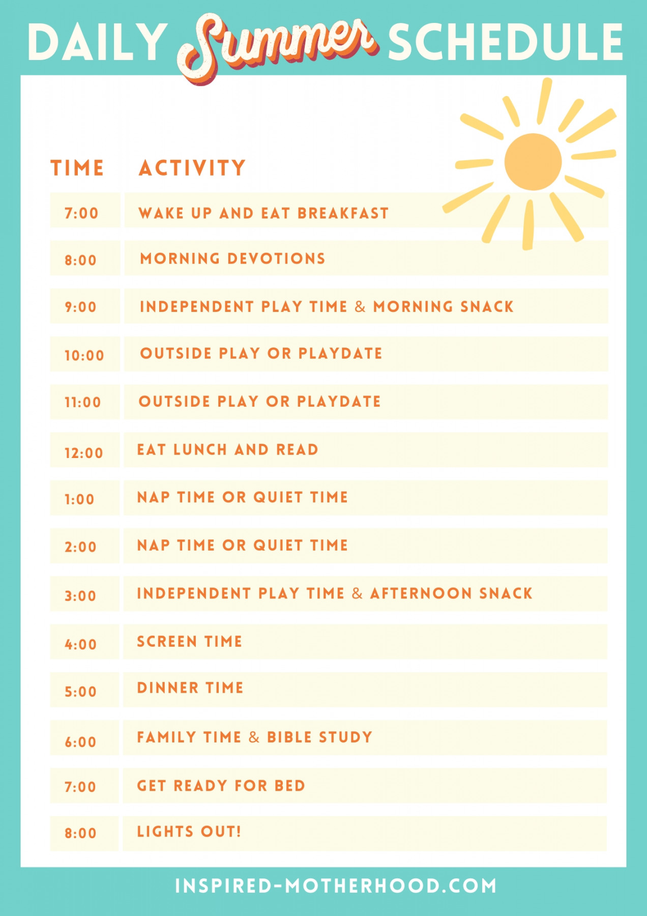 Summer Kids Schedule That Will Inspire You Plus Free Printable!
