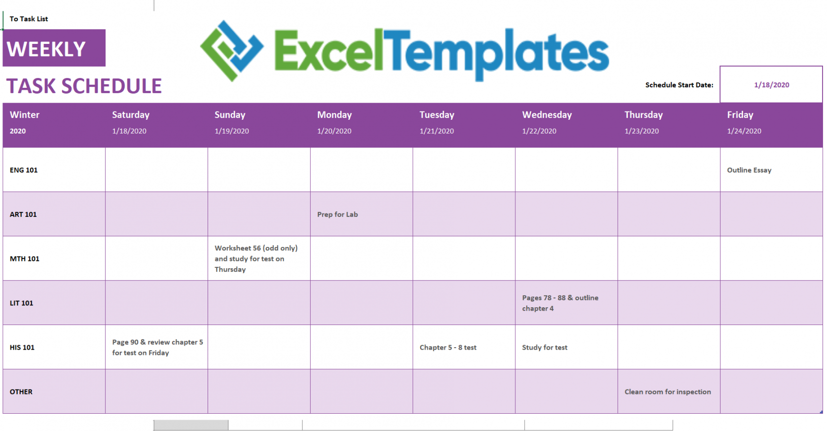 Weekly Calendar Excel Template  Excel Templates