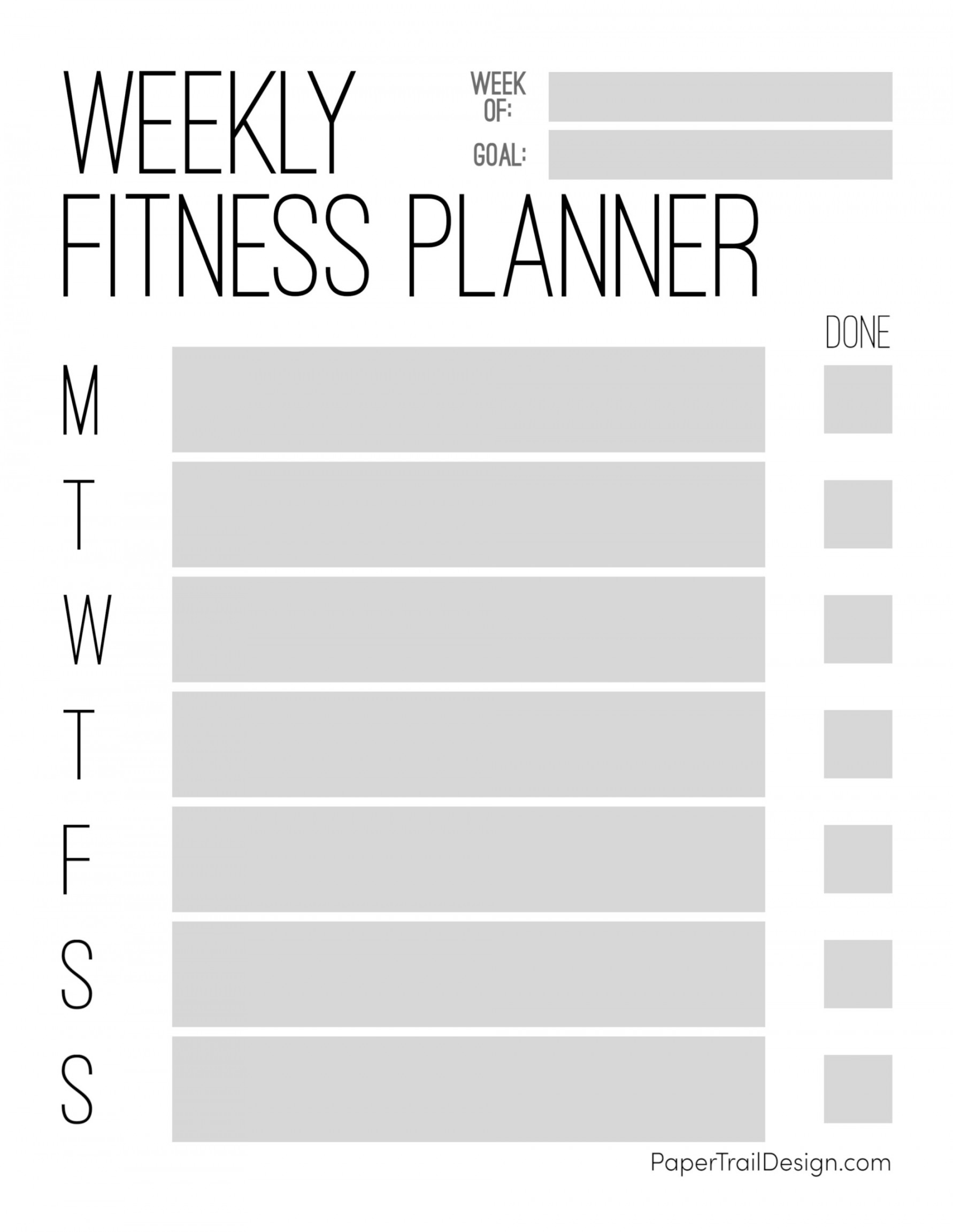 Weekly Fitness Planner Printable - Paper Trail Design