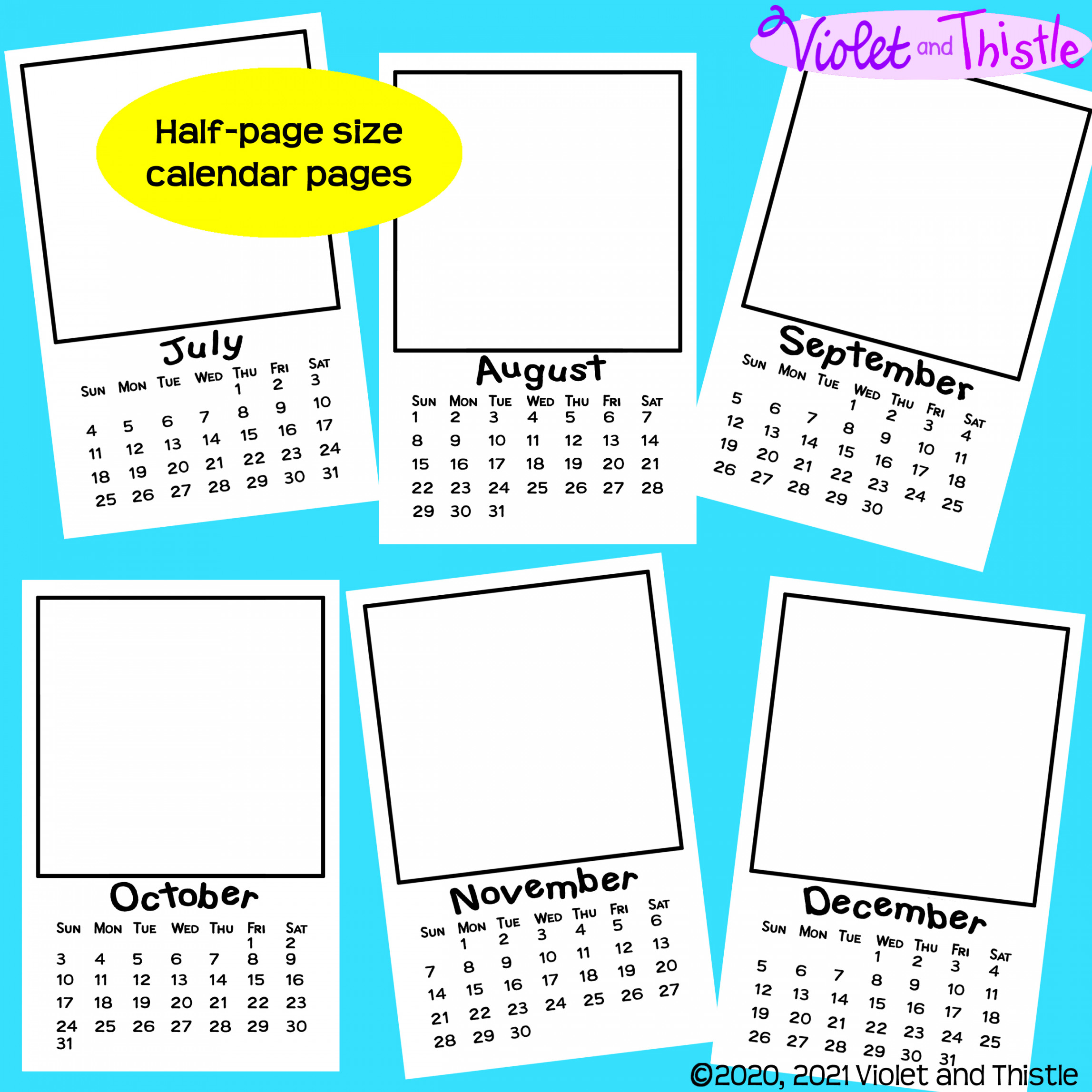 and  Calendar HALF PAGE Printable Monthly Parent Christmas Gift  for Parents Draw D
