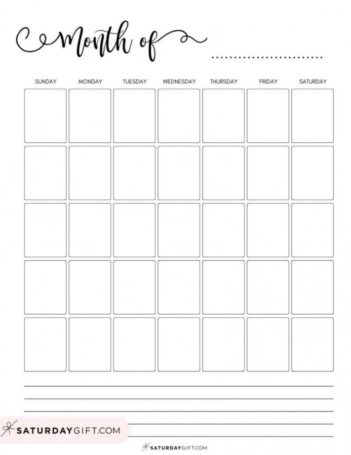 Blank Calendar templates -  Cute & Free Printables