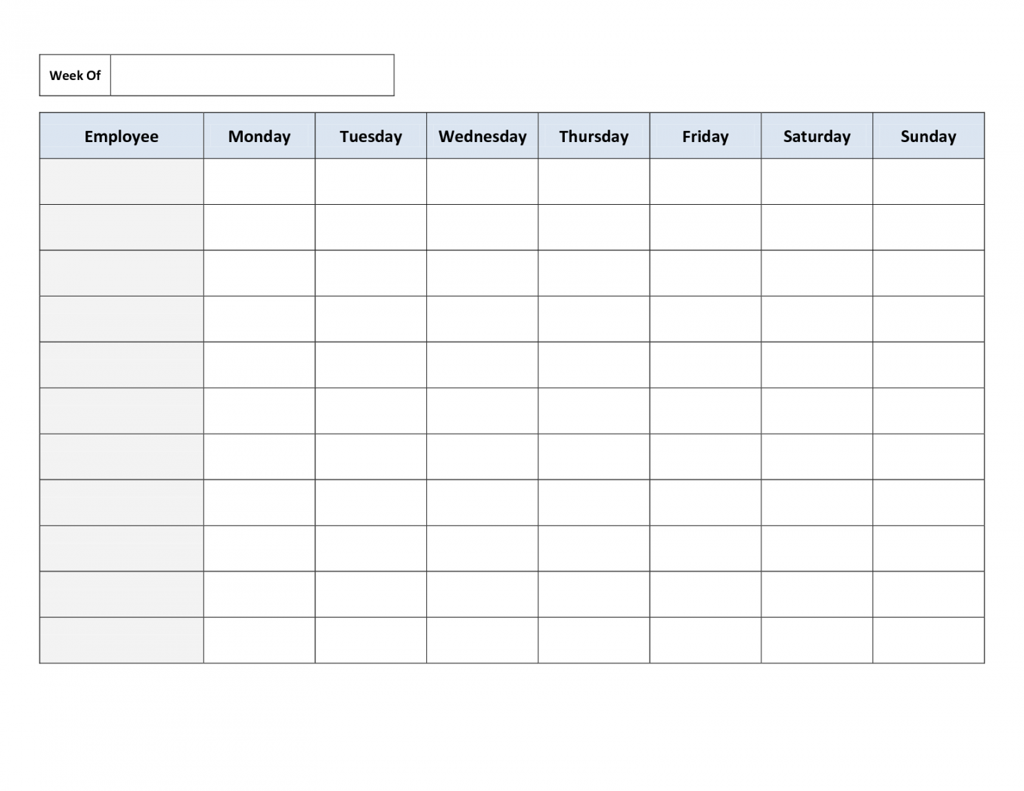 Blank Weekly Work Schedule Template  Daily schedule template