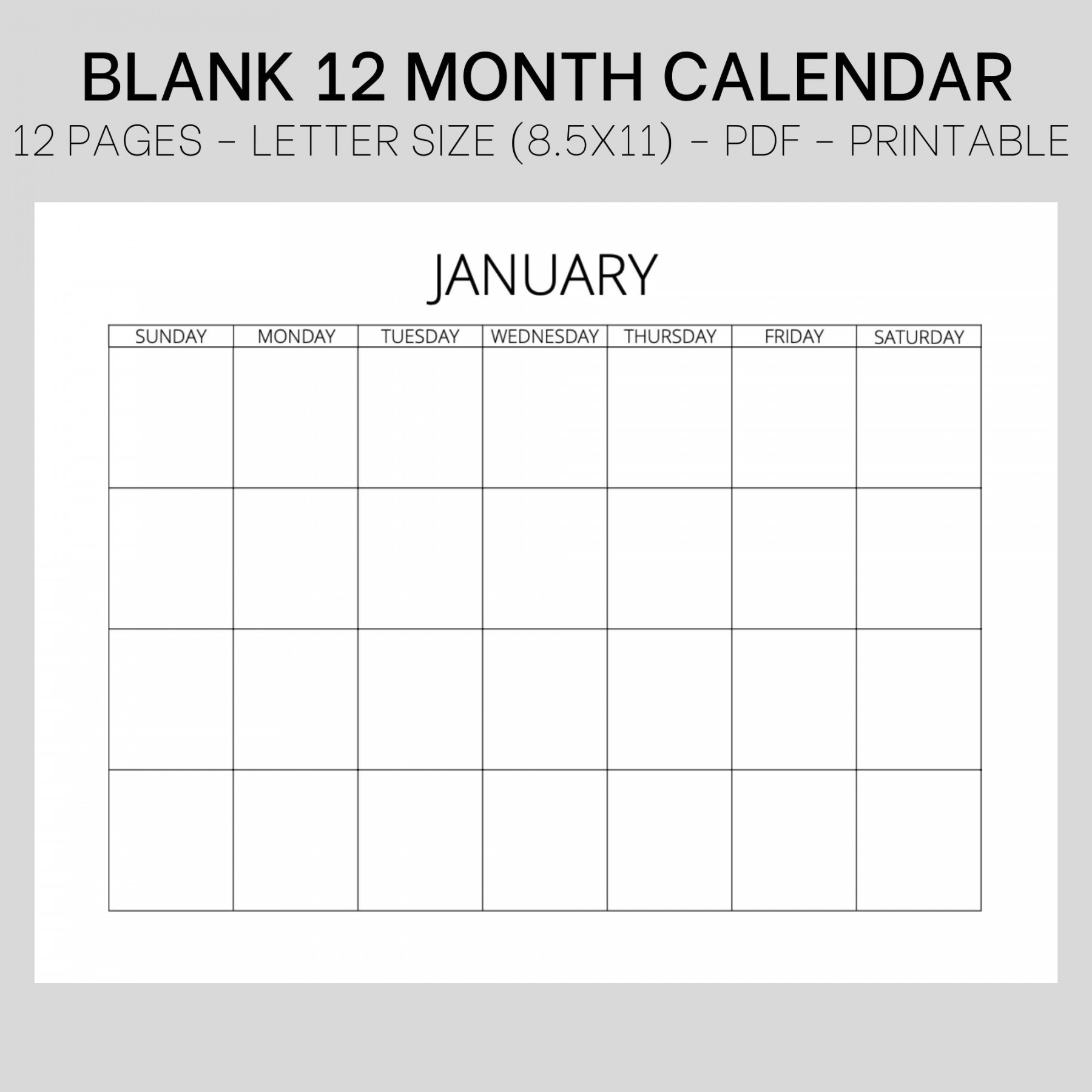 Calendar, Calendar Template, Calendar Printable, Blank Calendar