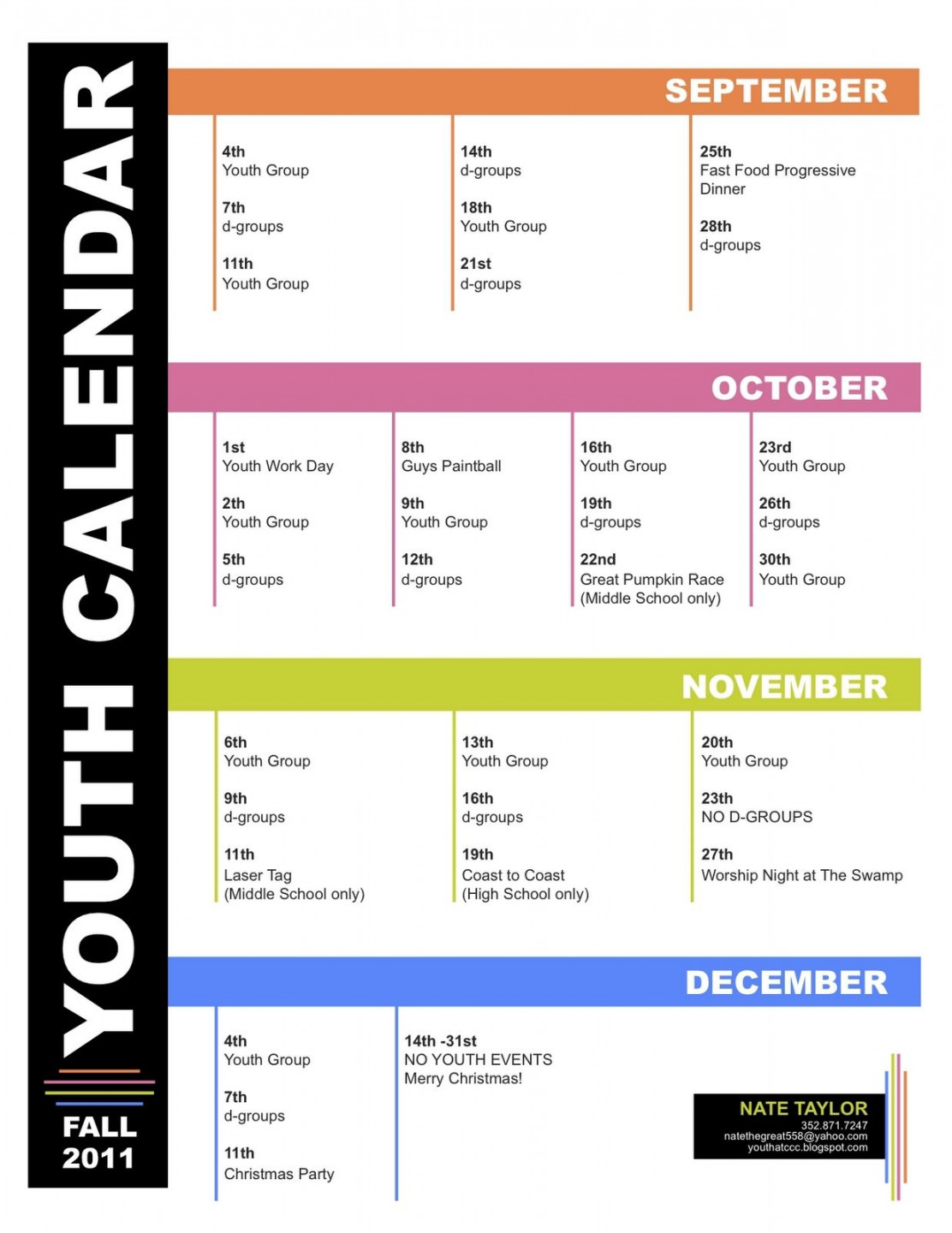 Church Calendar Of Events Template  Youth ministry, Youth