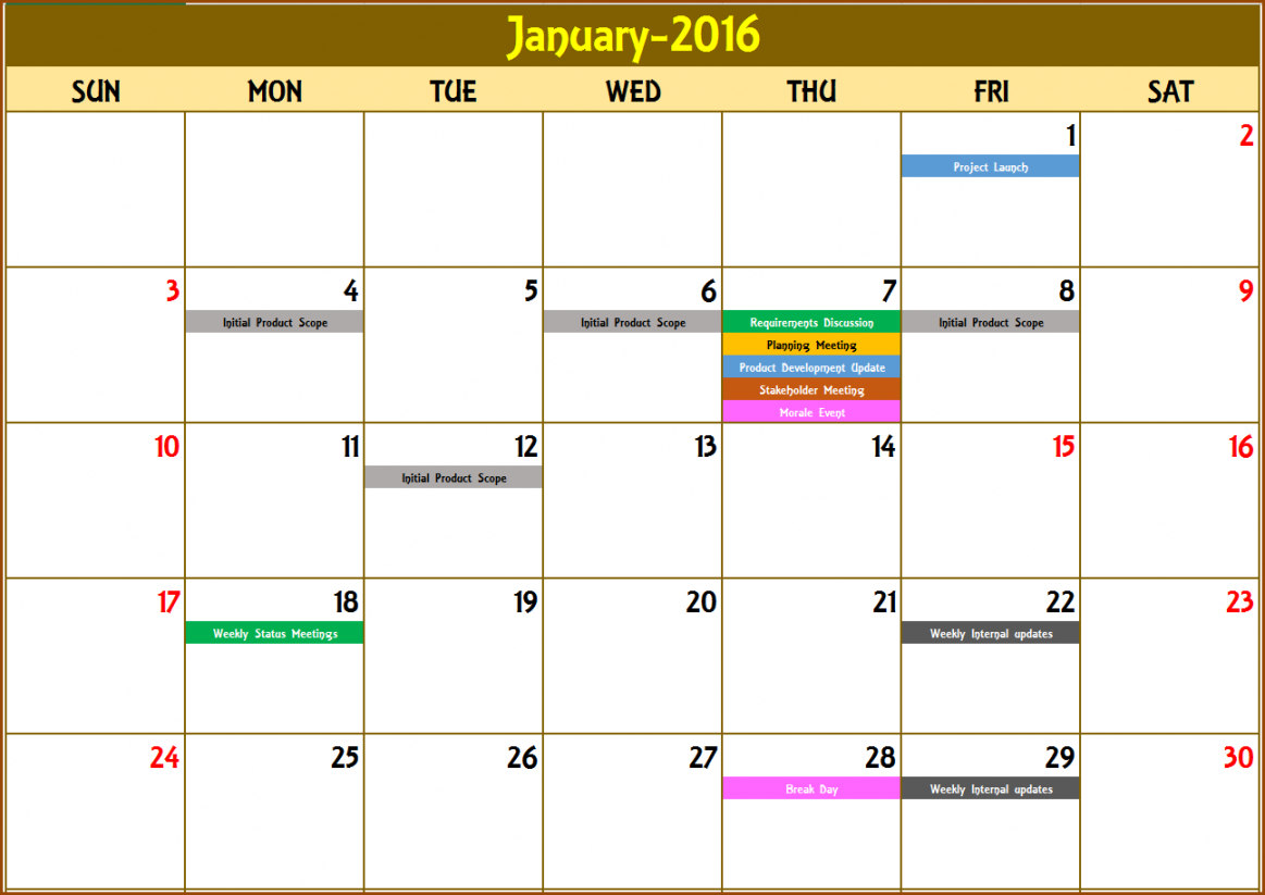 Excel Calendar Template - Excel Calendar / or any year