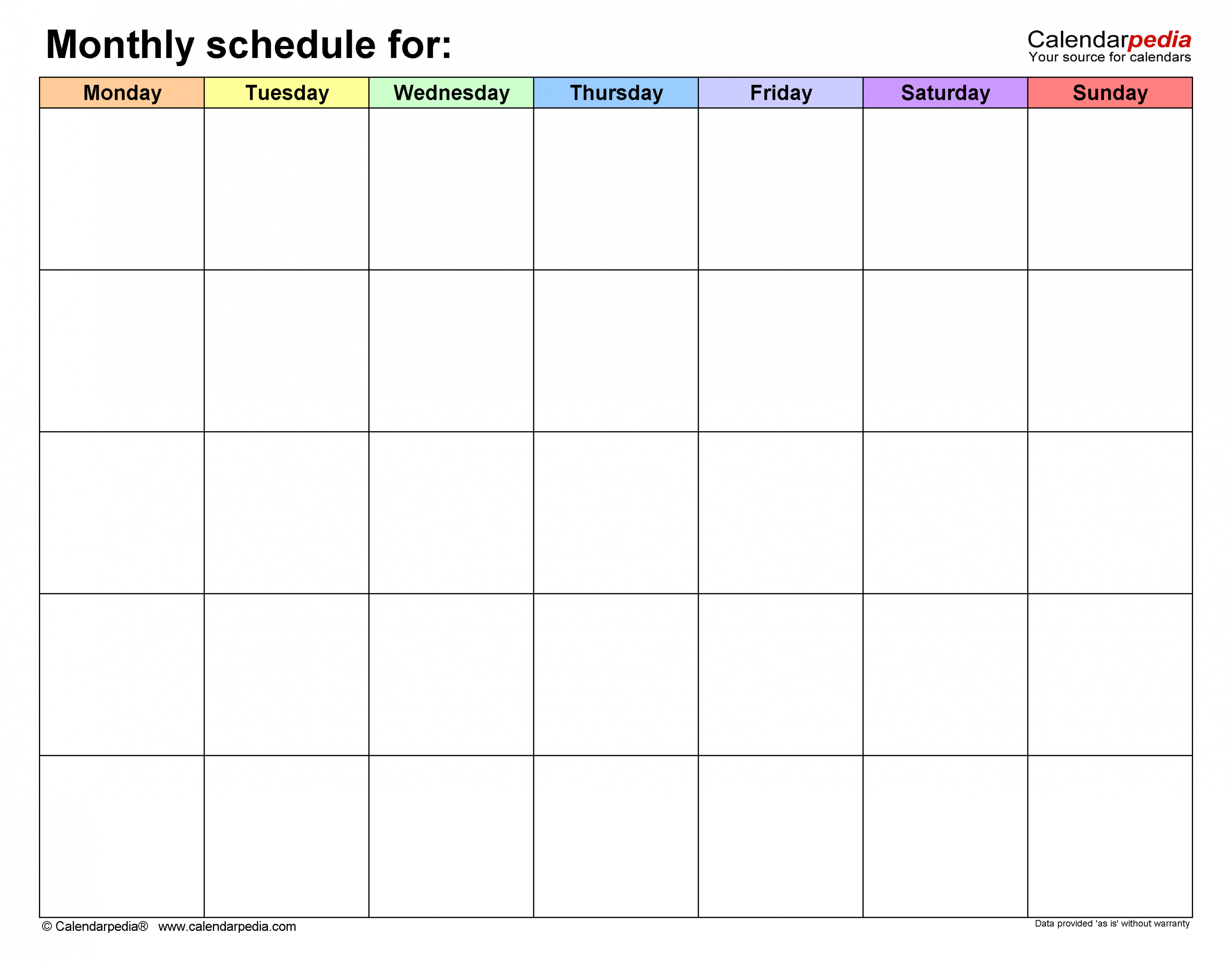 Free Monthly Schedules in PDF Format -  Templates