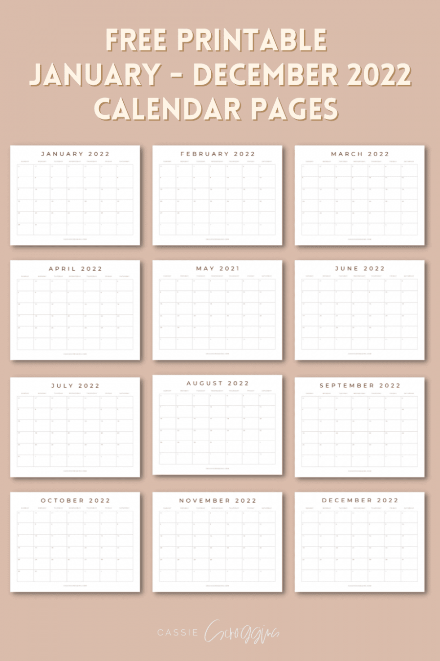 Free Printable  Blank Calendar Templates (All  Months)