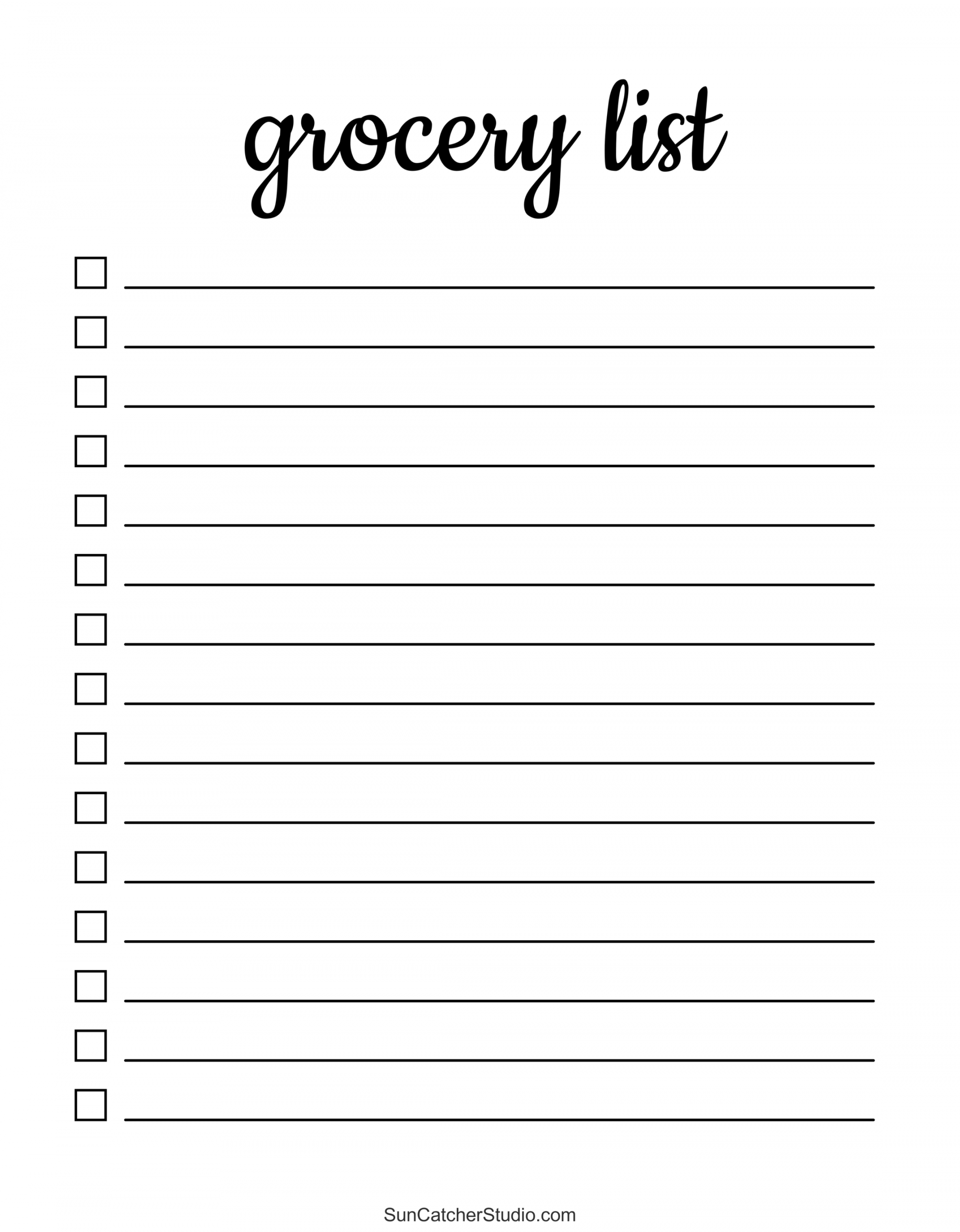 Free Printable Grocery List Templates (PDF): Shopping Lists – DIY