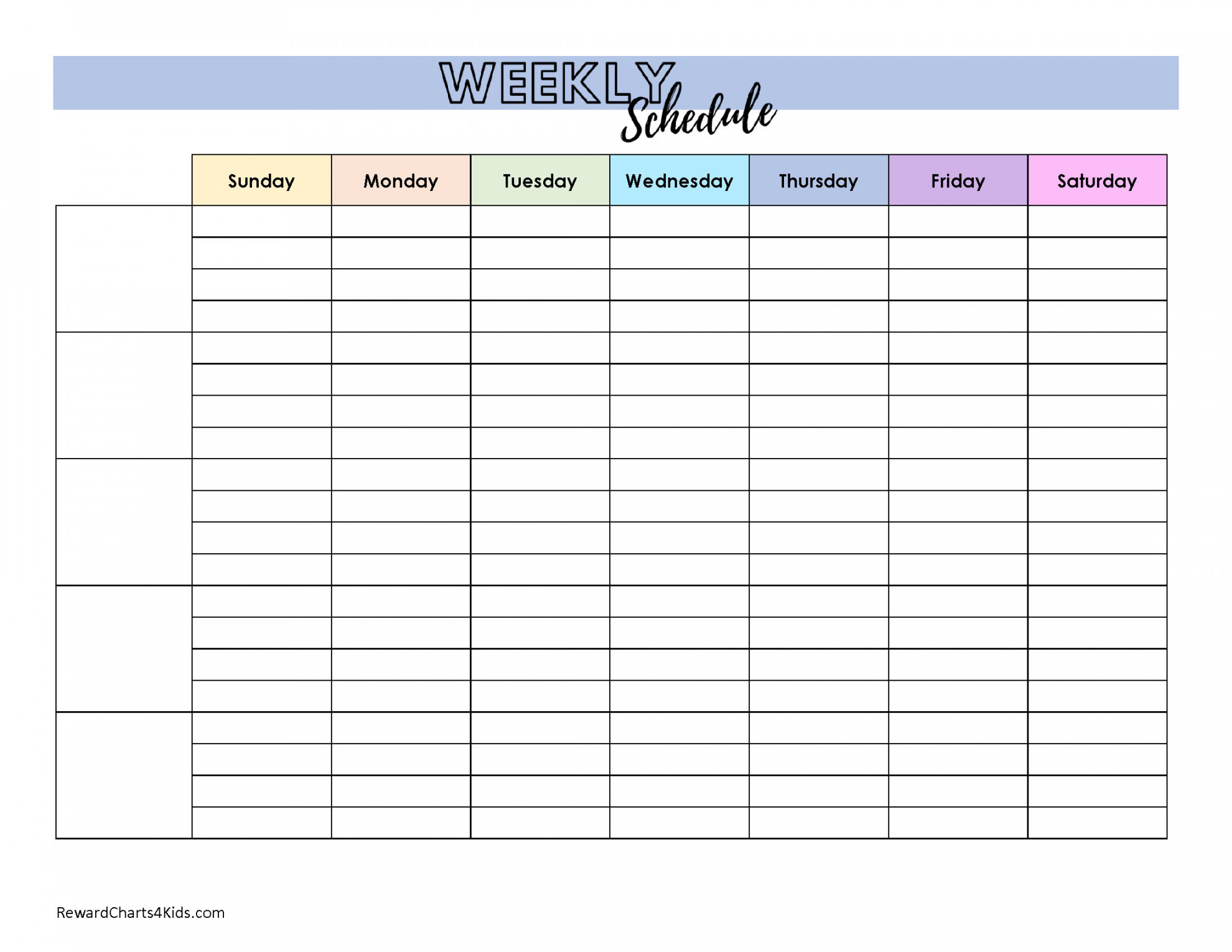 Kids Weekly Schedule  Instant Download