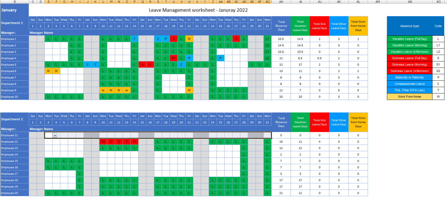 Leave Monitor  Free Annual leave tracker excel template for /