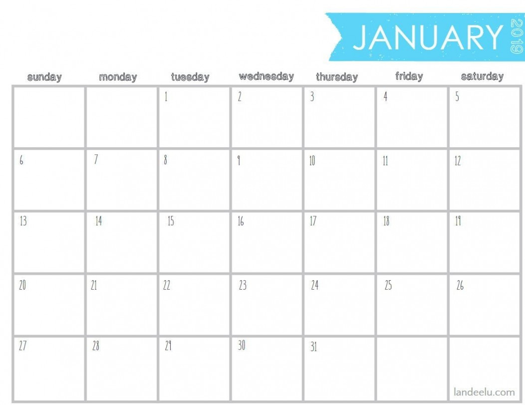 Monthly Calendar Template A Landscape  Calendar printables