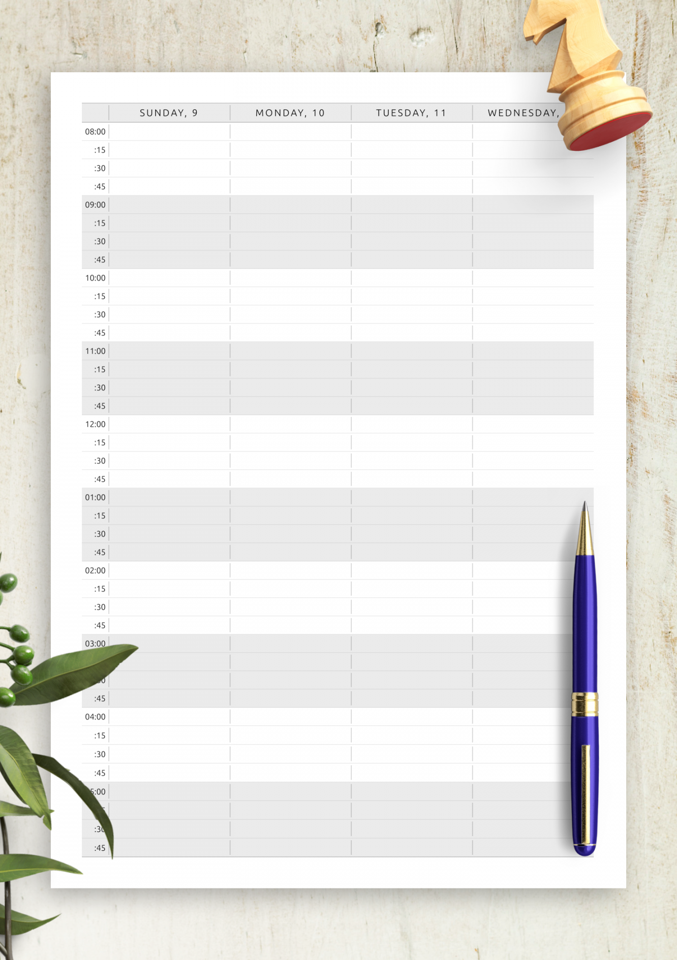 Download Printable Appointment Calendar Template - Vertical Two