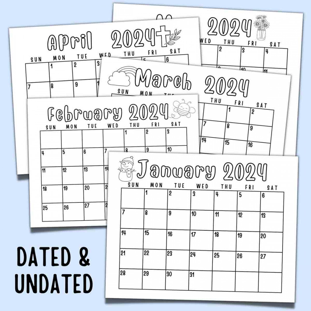 Free Printable Calendar for Kids - Dated and Undated (-