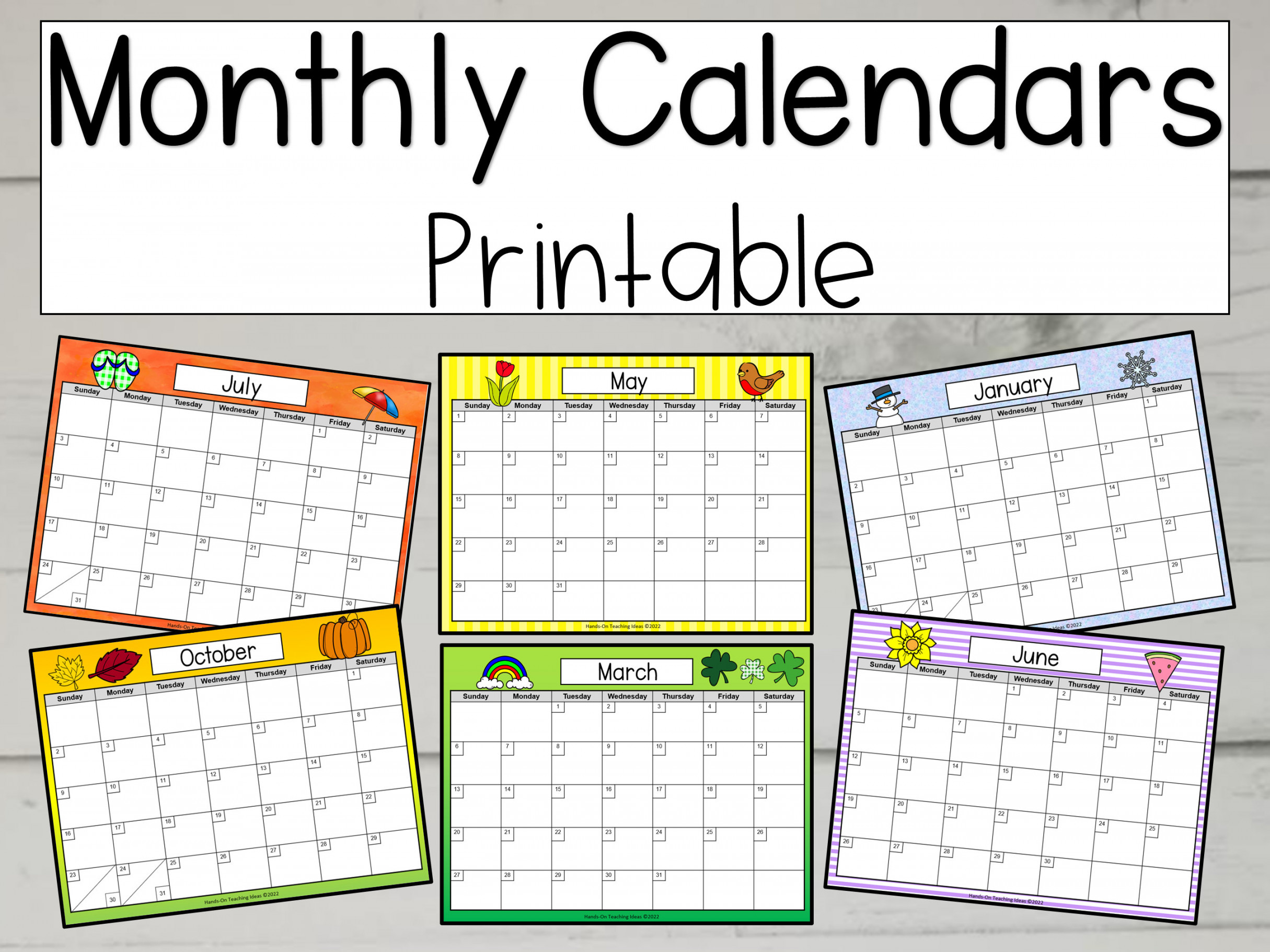 Kids Calendar,  Printable, Monthly Calendar, Calendar