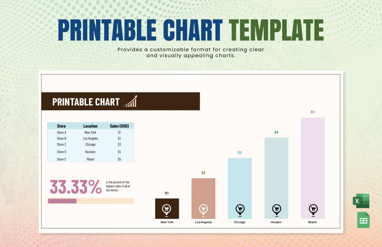 Flip Bar Chart in Excel, Google Sheets - Download  Template