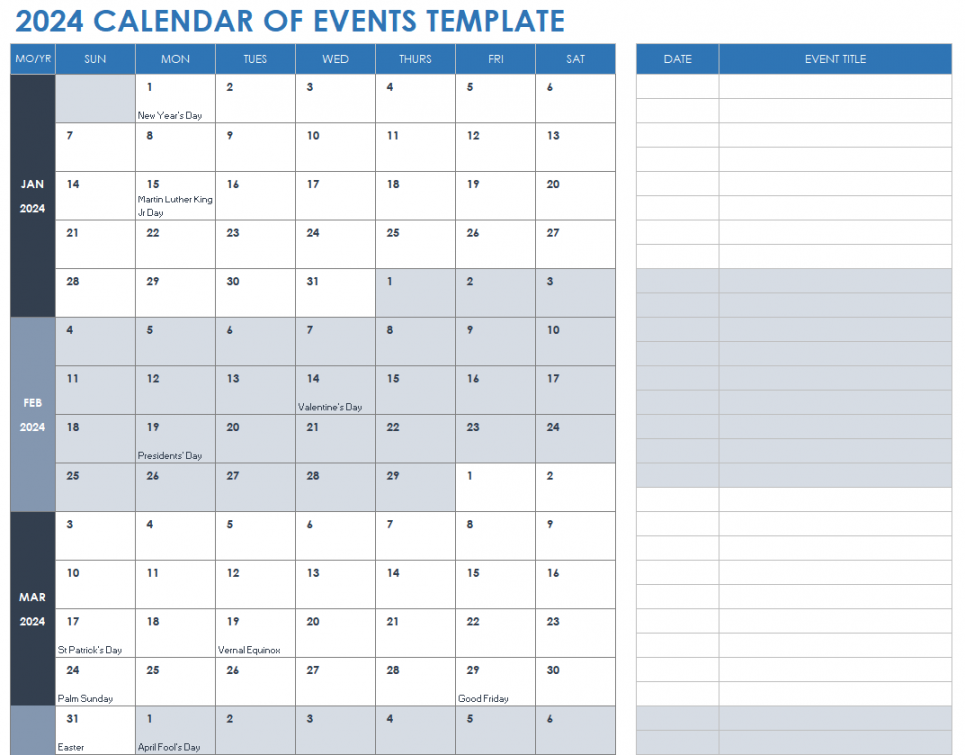 Free  Monthly Calendar Templates  Smartsheet